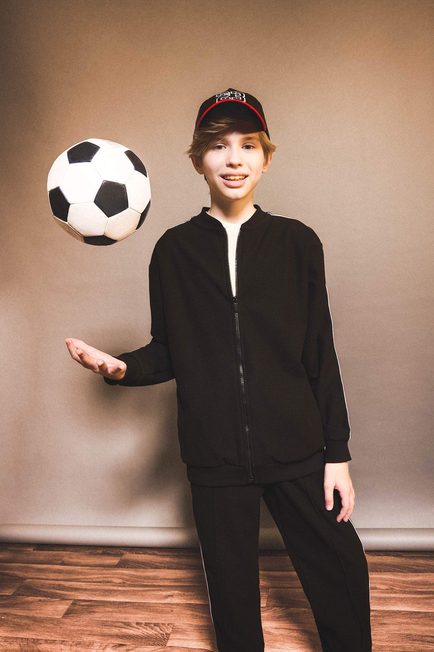 Boy College Collar Zippered Bomber Jacket