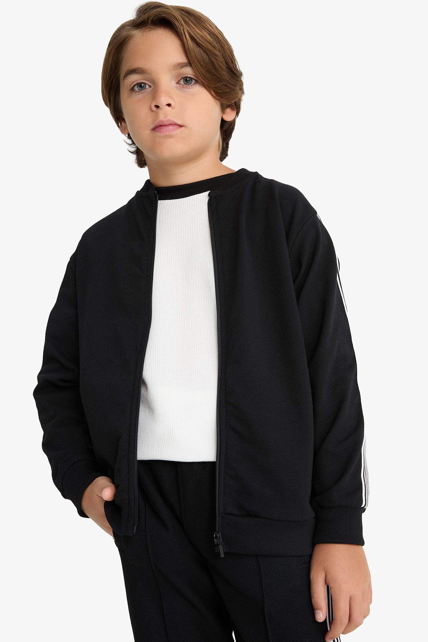 Boy College Collar Zippered Bomber Jacket