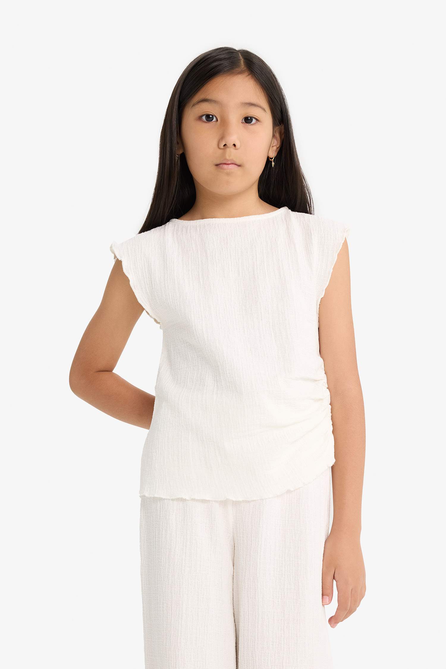 Girl Sleeveless Blouse Trousers 2 Piece Set