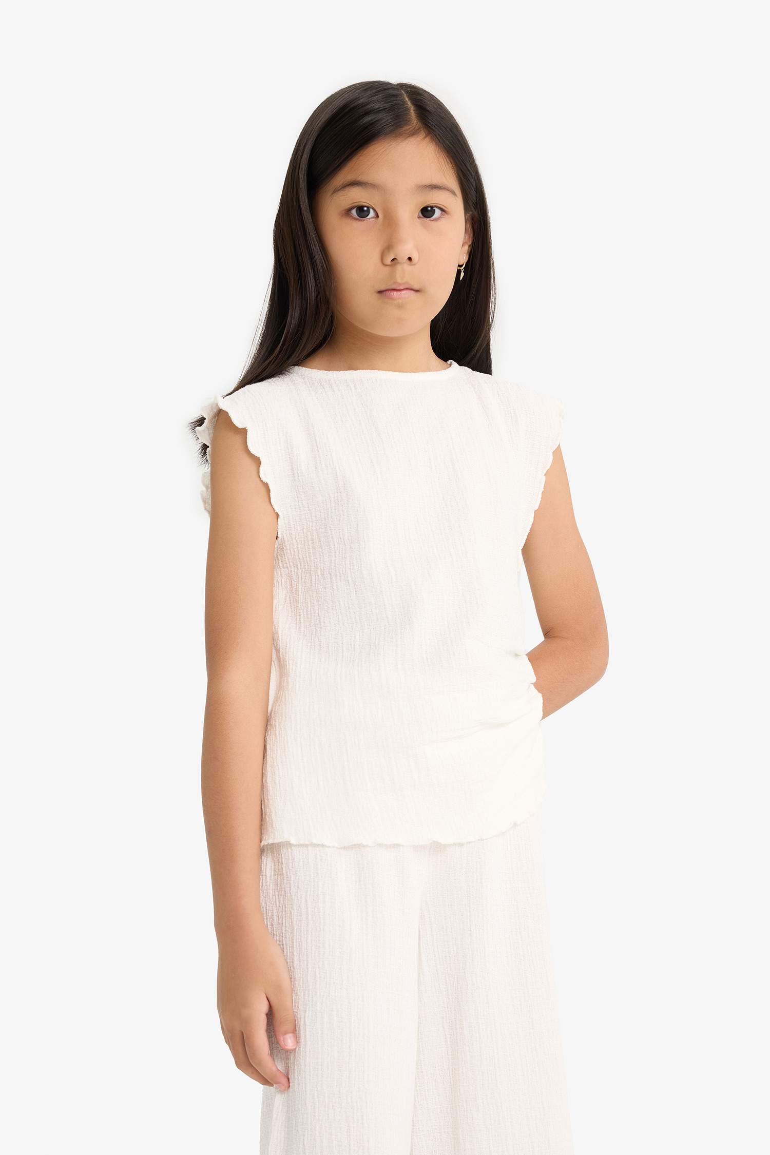 Girl Sleeveless Blouse Trousers 2 Piece Set