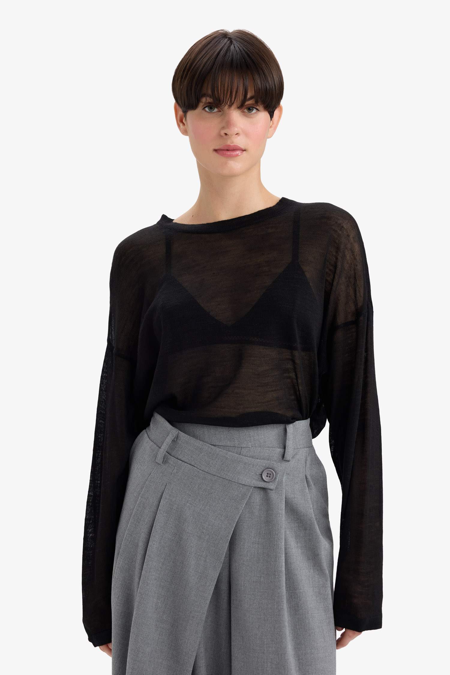 Relax Fit Bisiklet Yaka İnce Triko Kazak