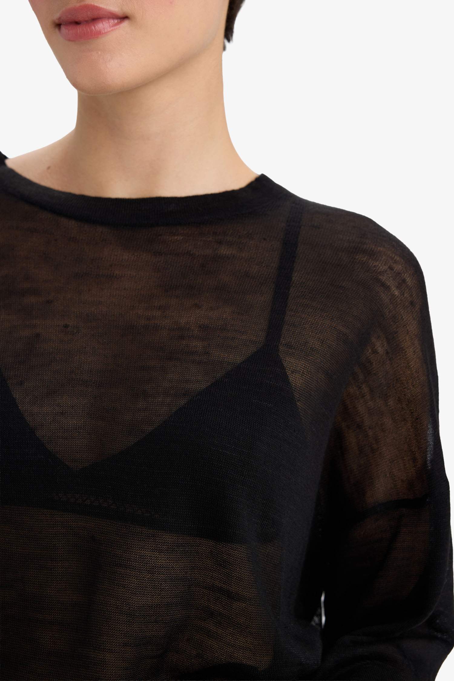 Relax Fit Bisiklet Yaka İnce Triko Kazak