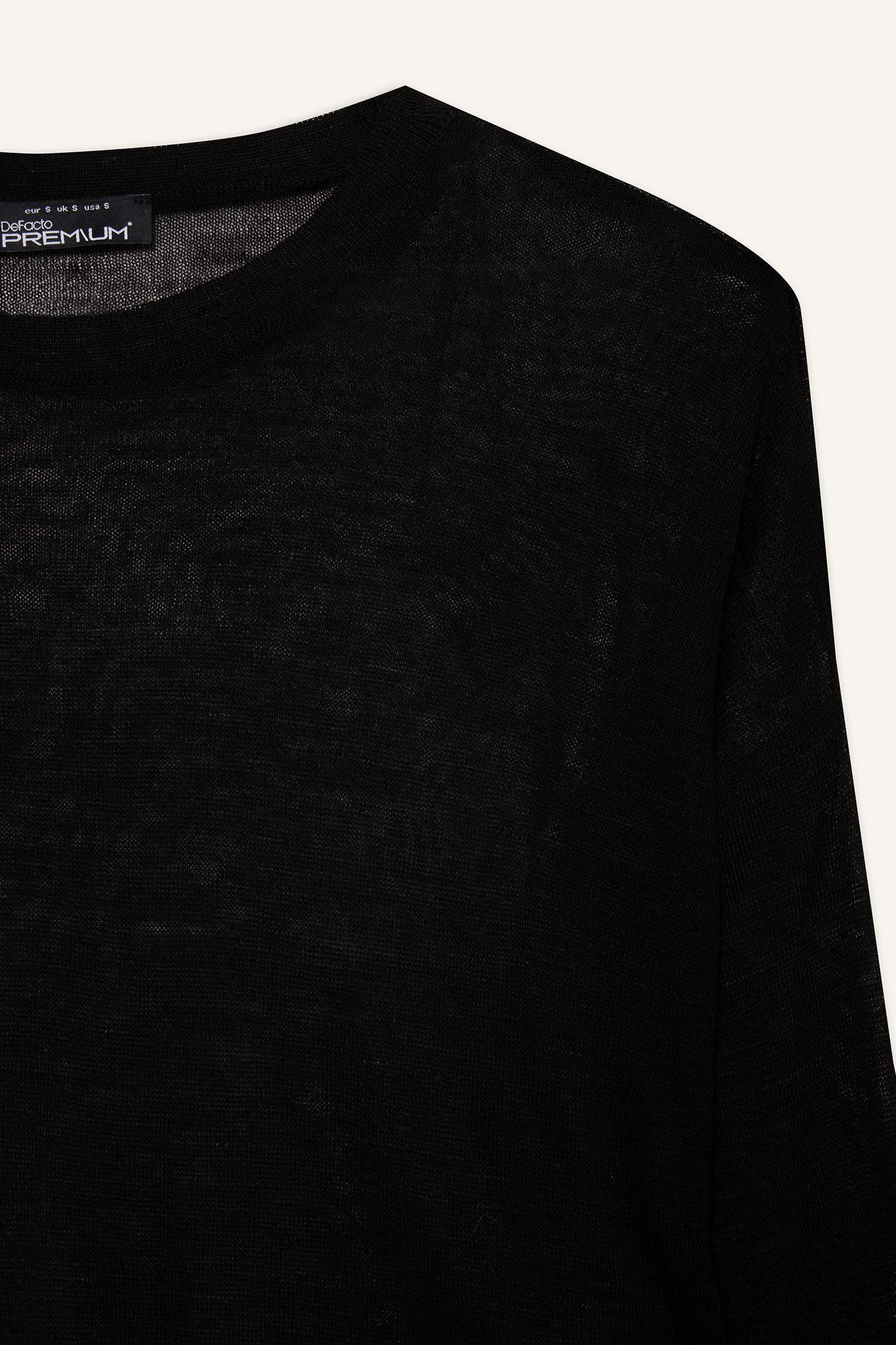 Relax Fit Bisiklet Yaka İnce Triko Kazak