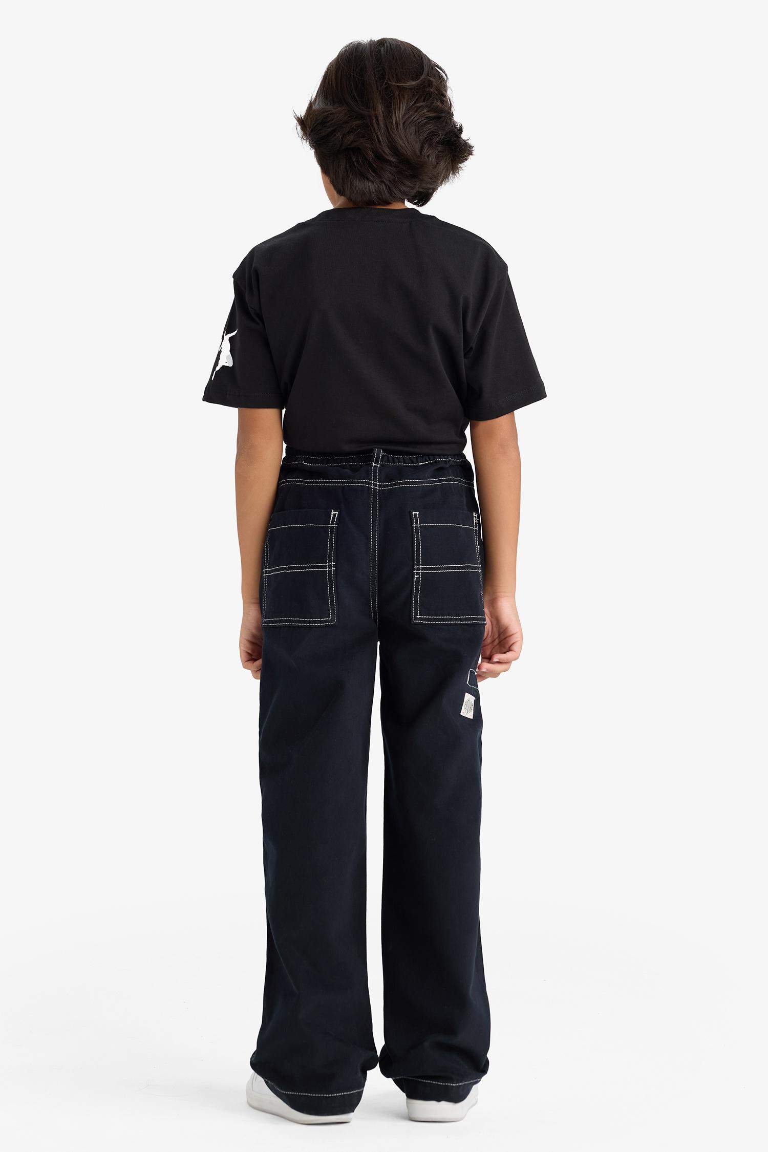 بنطرون ولادي جبردين قصة فضفاضة برجل عادي وجيب