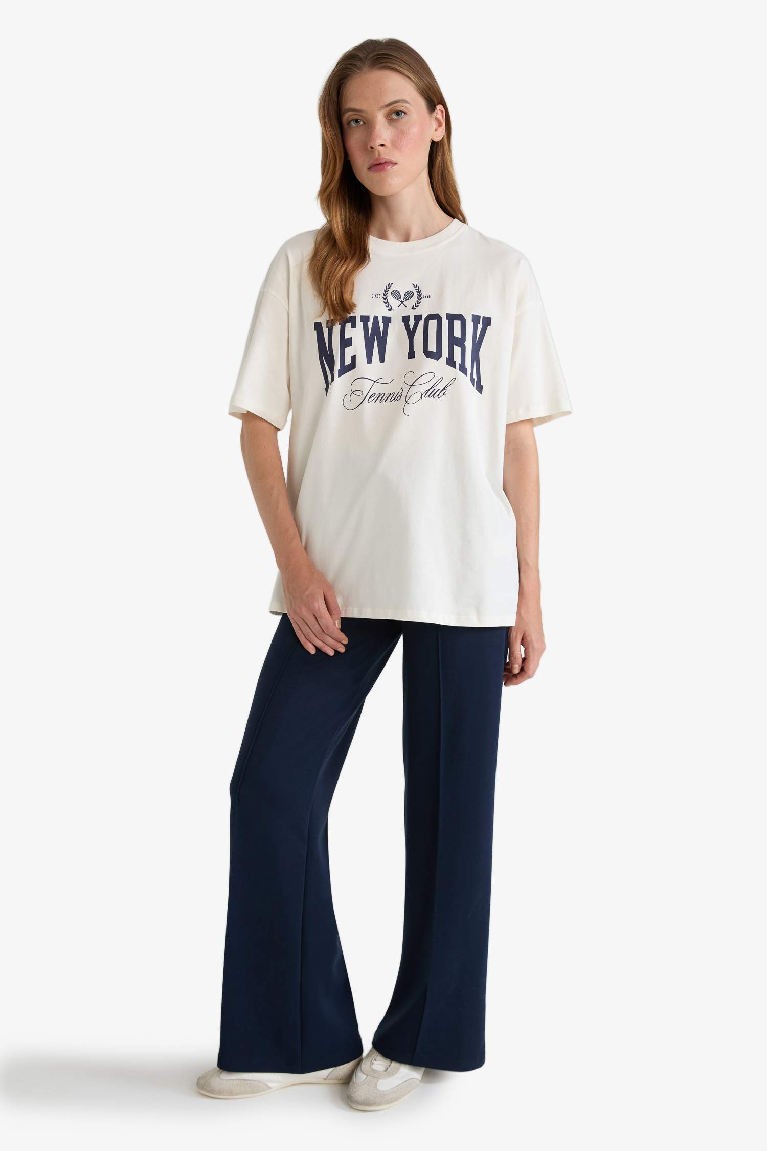 T-shirt oversize imprimé à col rond et manches courtes