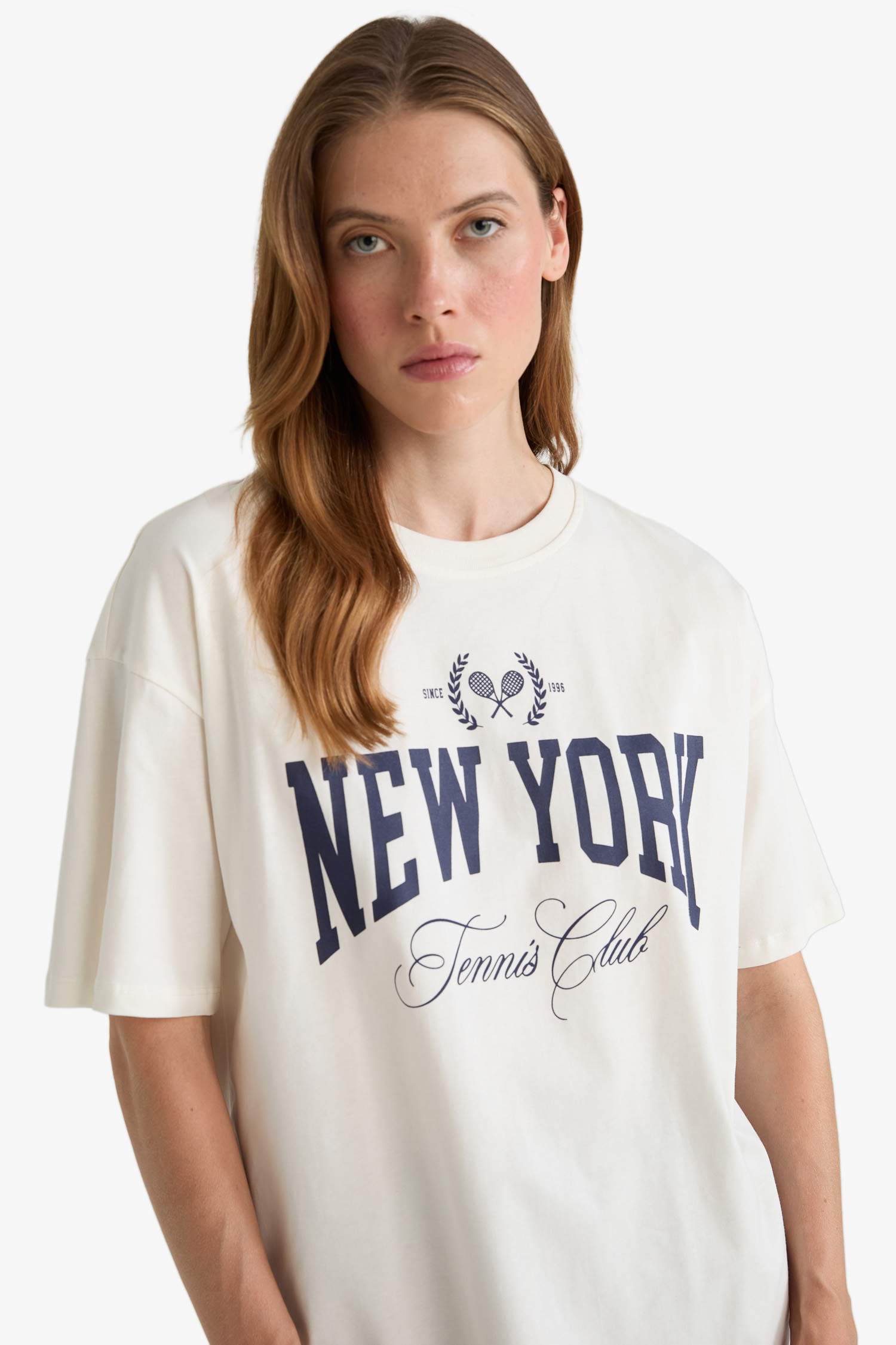 T-shirt oversize imprimé à col rond et manches courtes