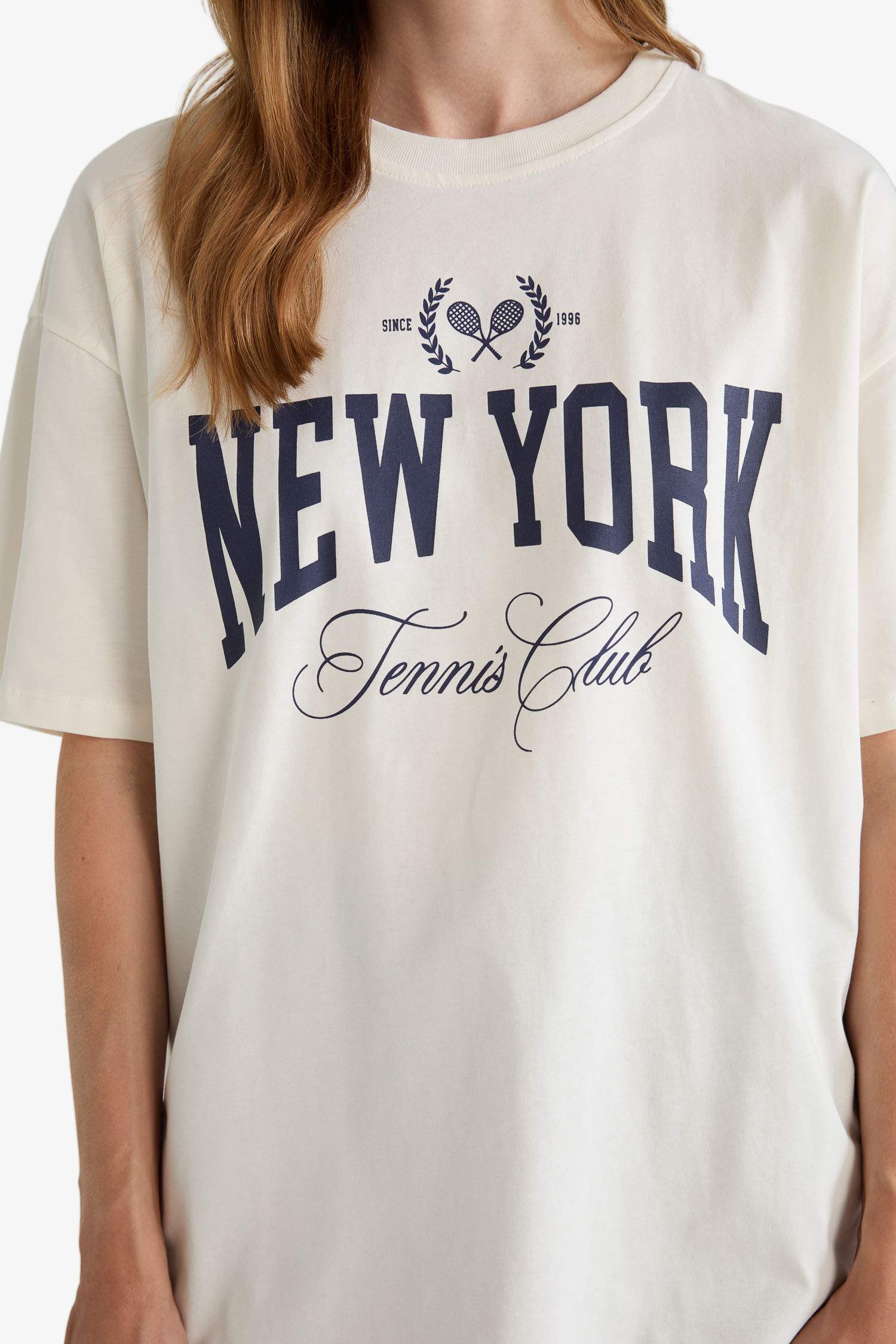 T-shirt oversize imprimé à col rond et manches courtes