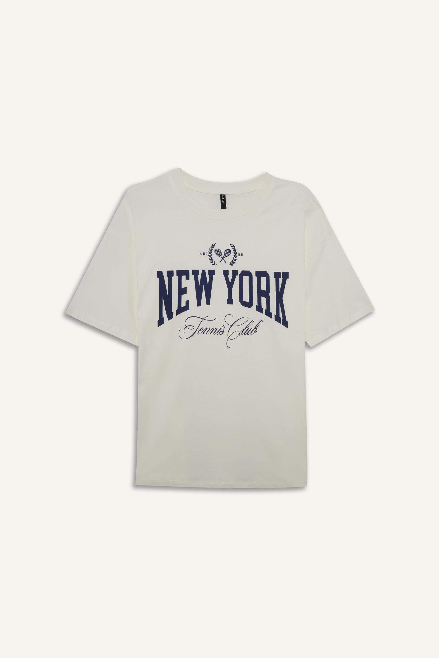 T-shirt oversize imprimé à col rond et manches courtes