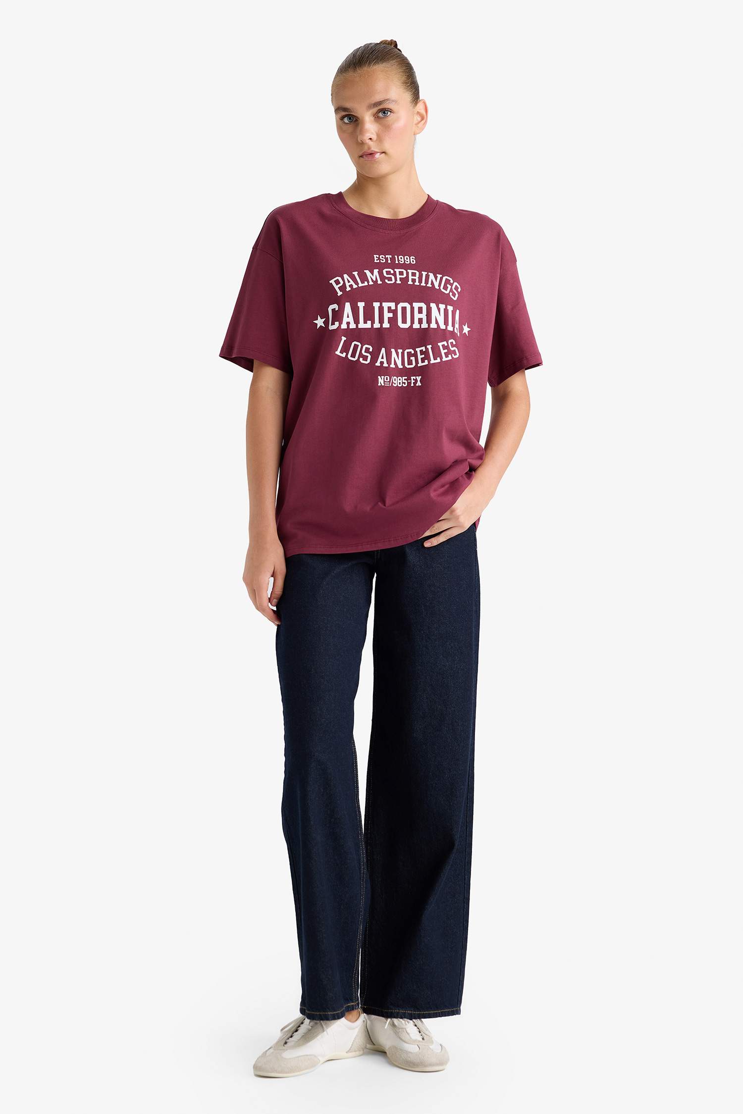 Oversize Fit Crew Neck Printed Short Sleeve T-Shirt