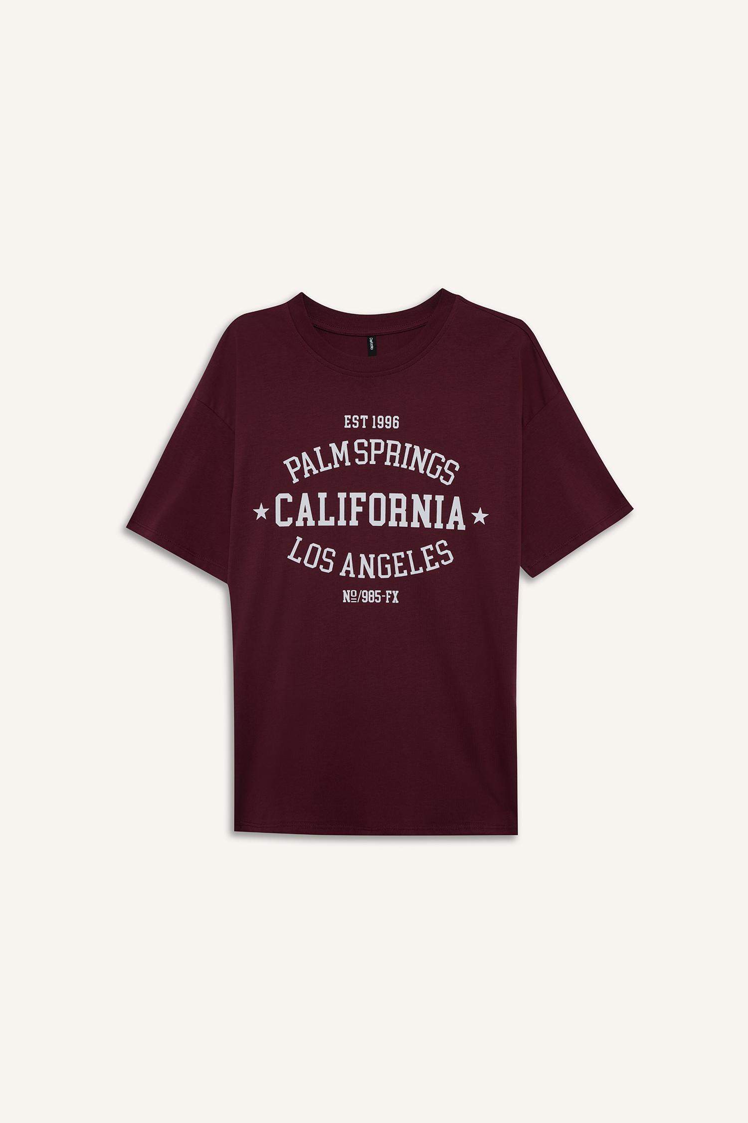 Oversize Fit Crew Neck Printed Short Sleeve T-Shirt