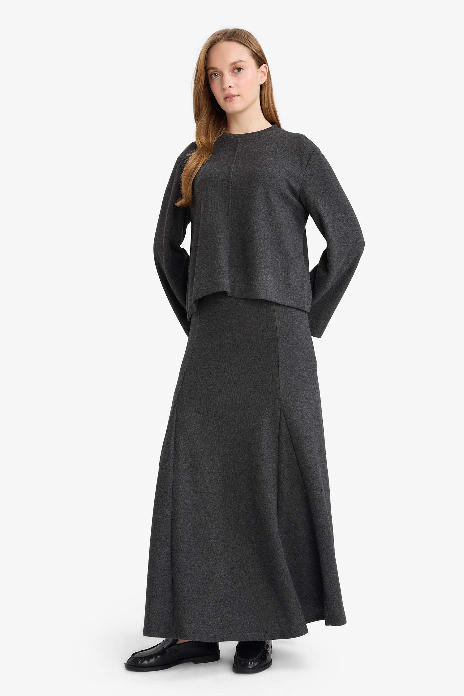 تنورة قماش منسوج قصة A