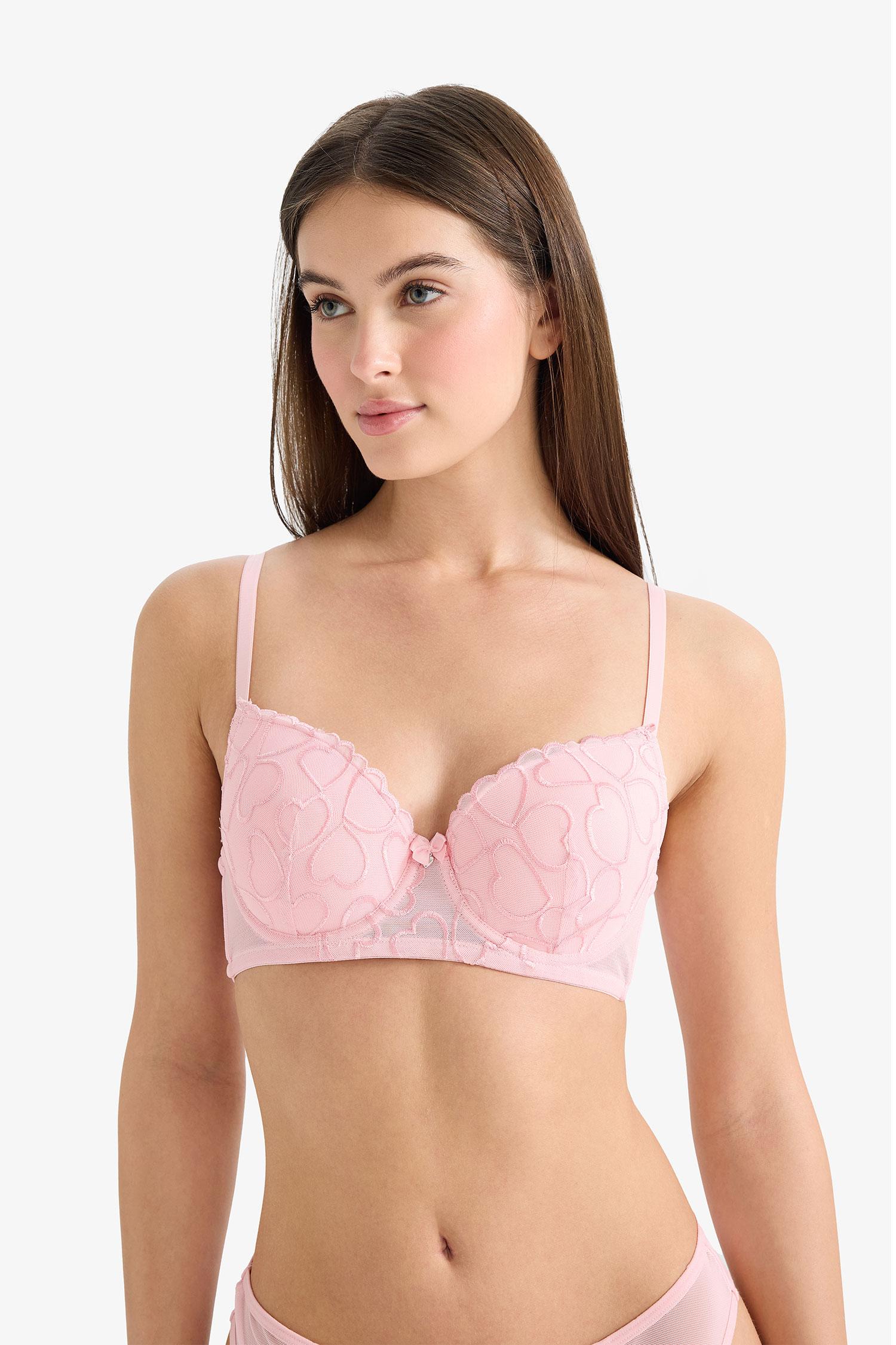 DeFacto Dantel Detaylı Kaplı Full Push Up Balenli Tişört Bra görsel 3
