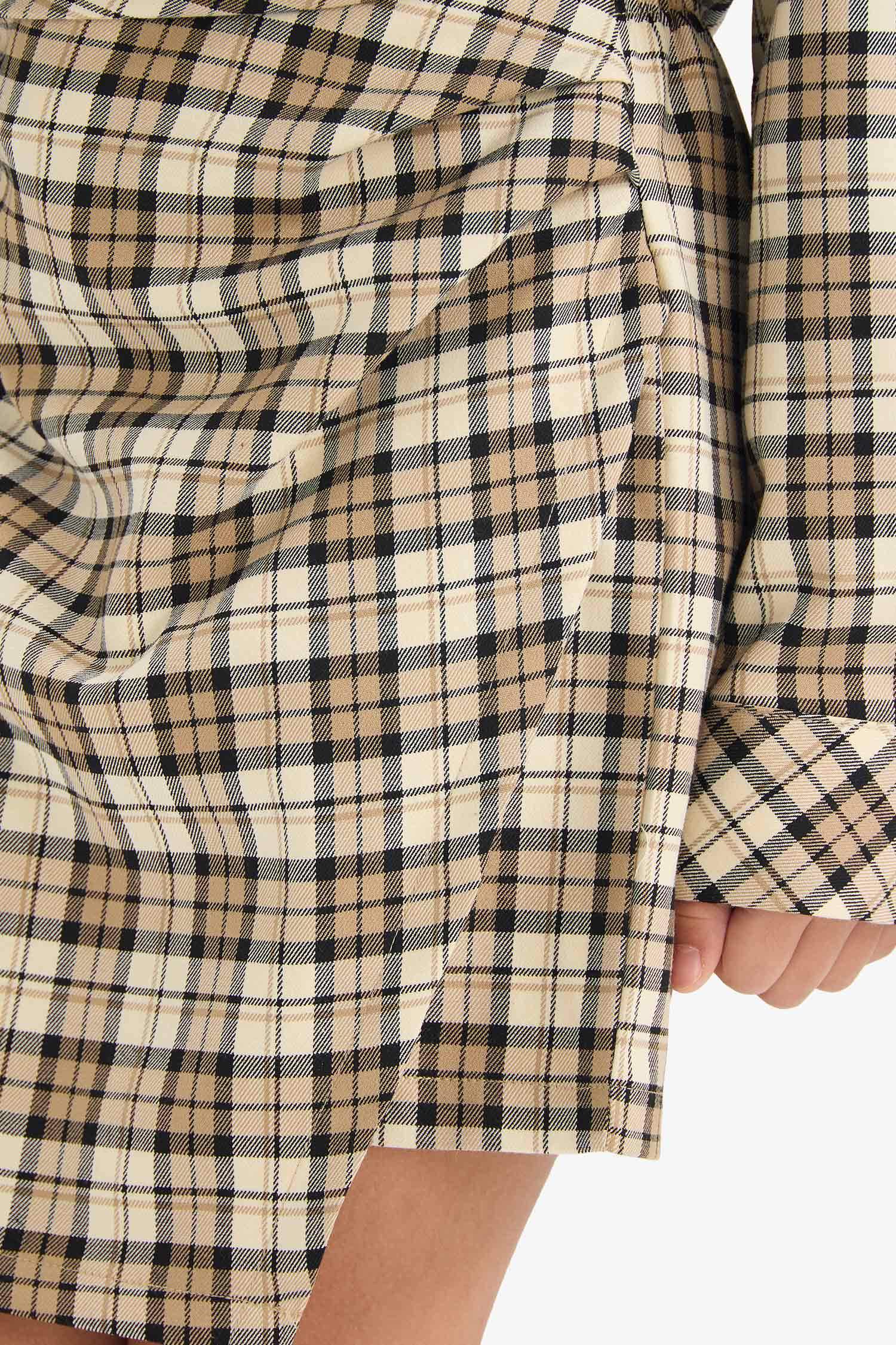 Kız Çocuk Pamuklu Kareli Şort Etek