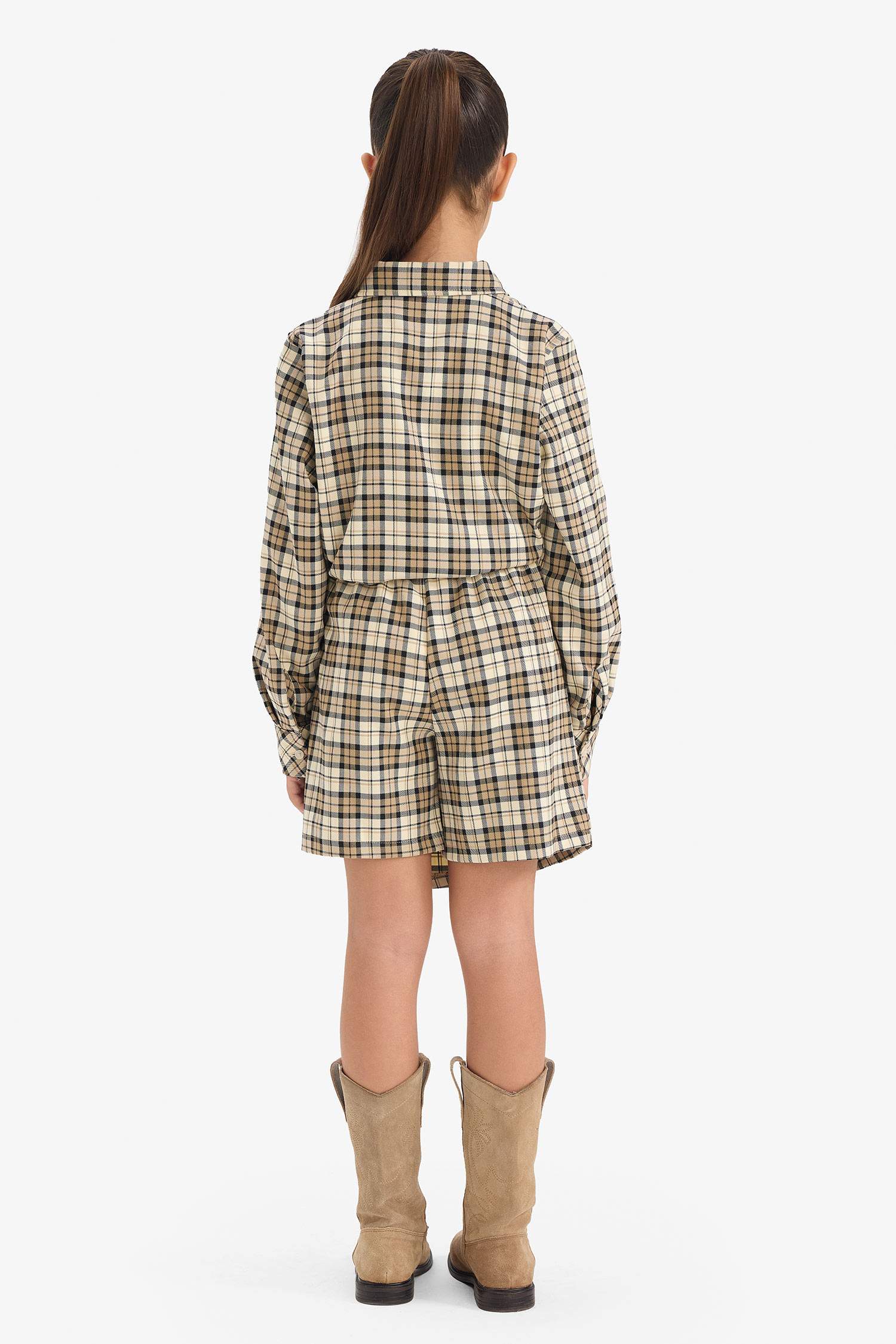 Kız Çocuk Pamuklu Kareli Şort Etek