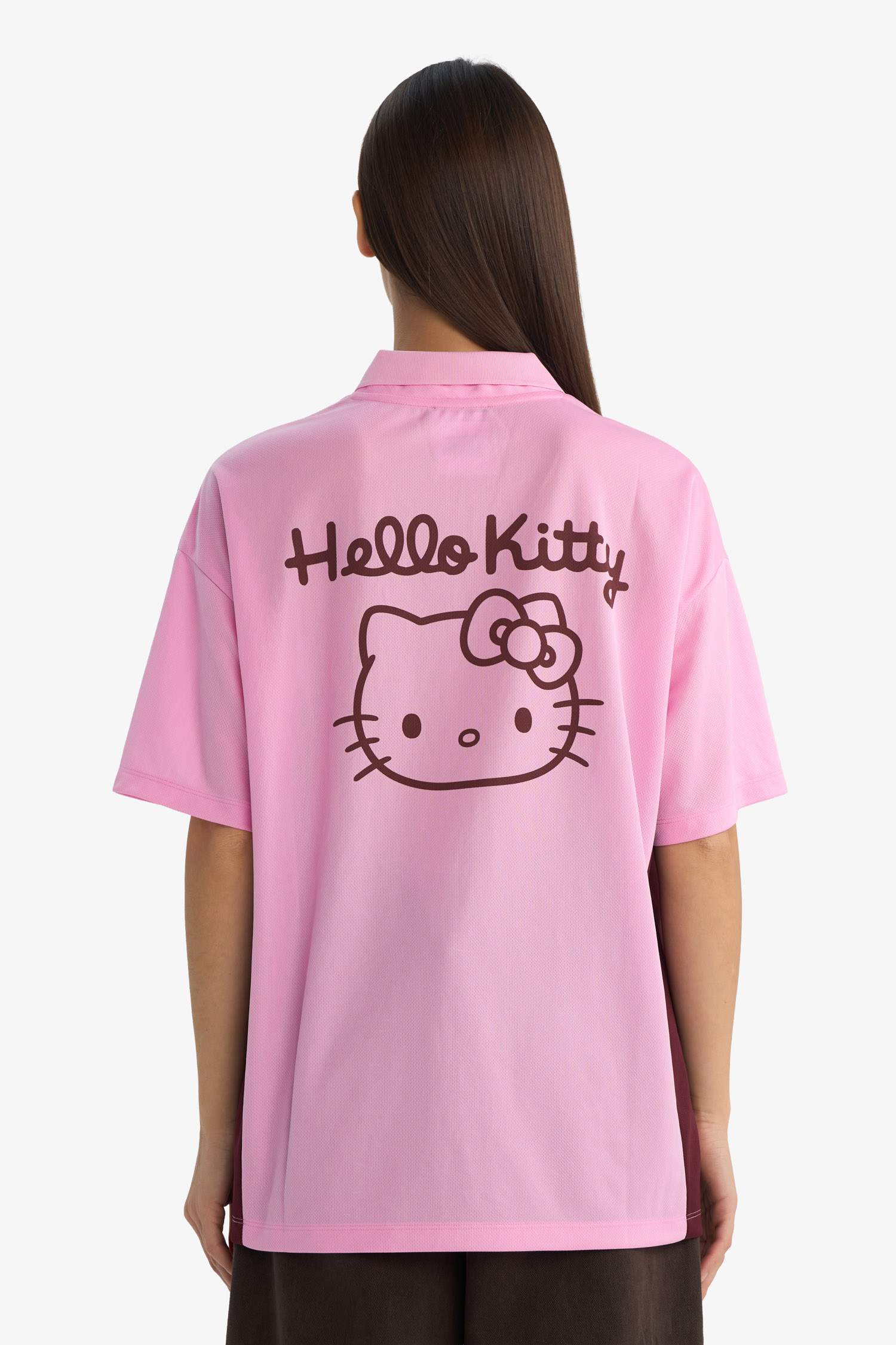 Hello Kitty Oversize кең пішімді суретті қысқа жеңді футболка