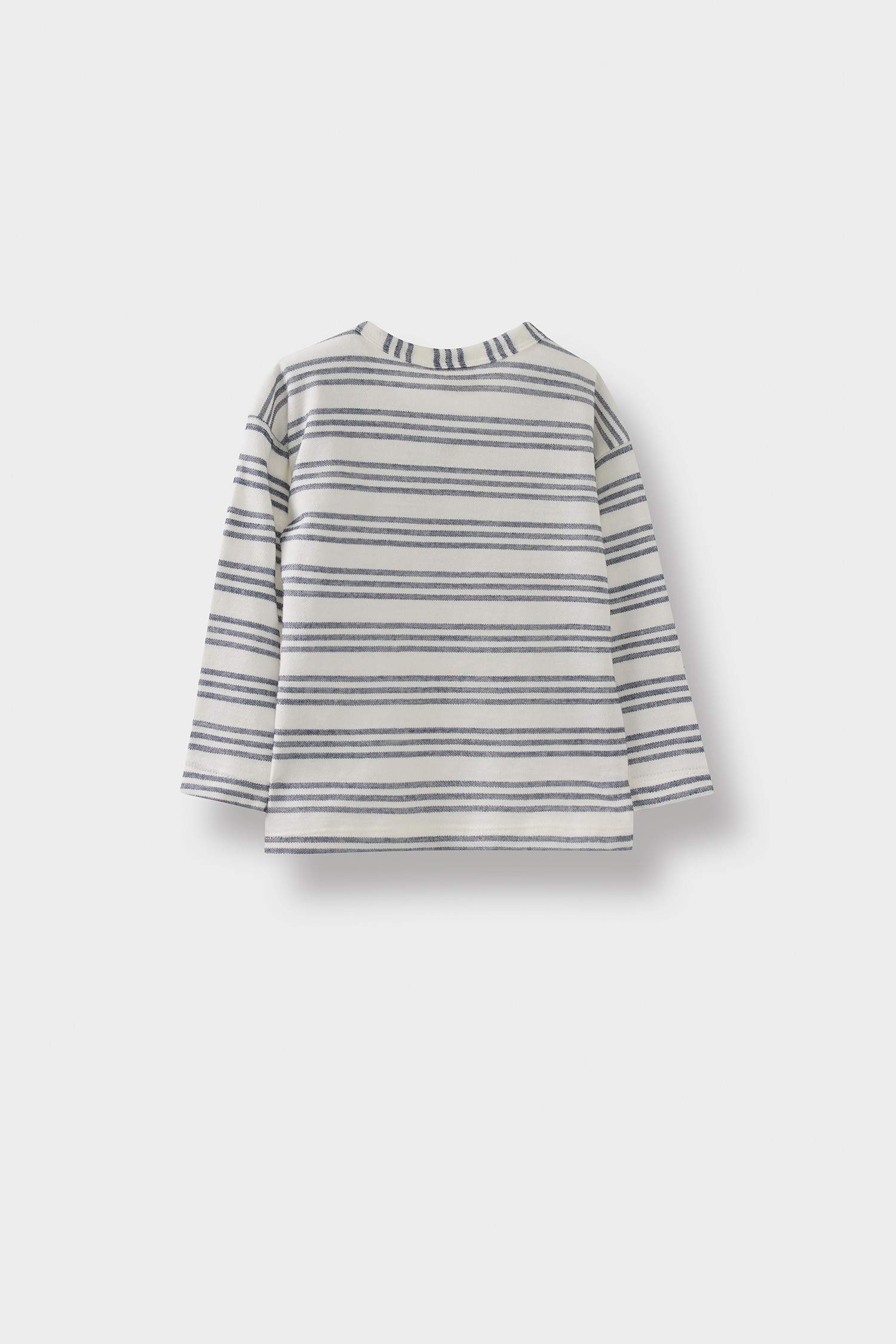 Baby Boy Crew Neck Striped Pique Long Sleeve T-Shirt