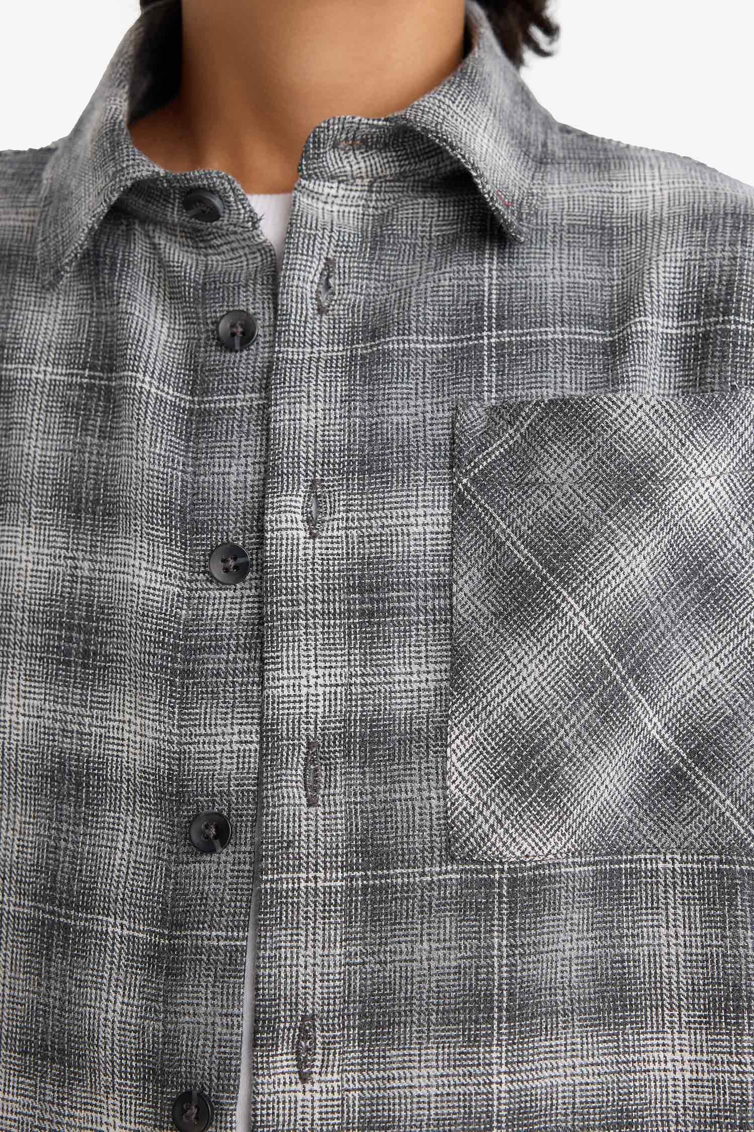 Erkek Çocuk Overshirt Fit Polo Yaka Kareli Flanel Uzun Kollu Gömlek