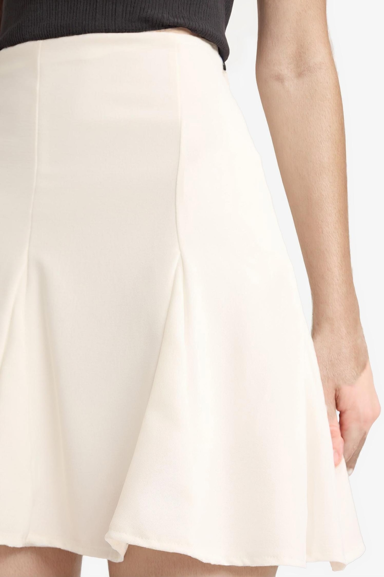 A-Line Regular Waist Cotton Lined Crepe Mini Skirt