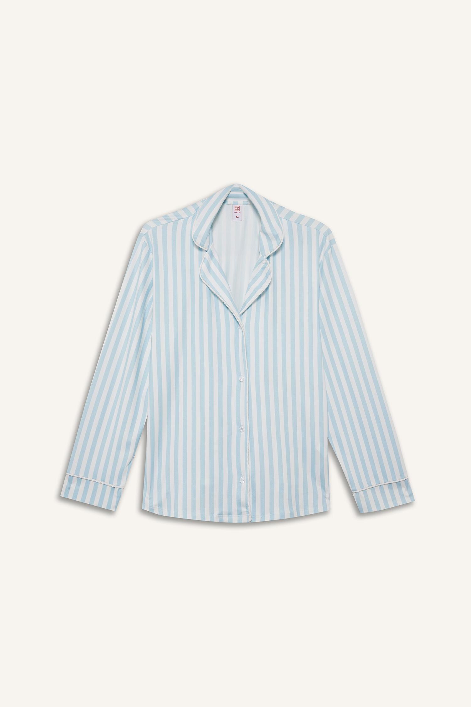 DeFacto Ultra Yumuşak Regular Fıt Pijama Yaka Uzun Kollu Softshell Üst görsel 6