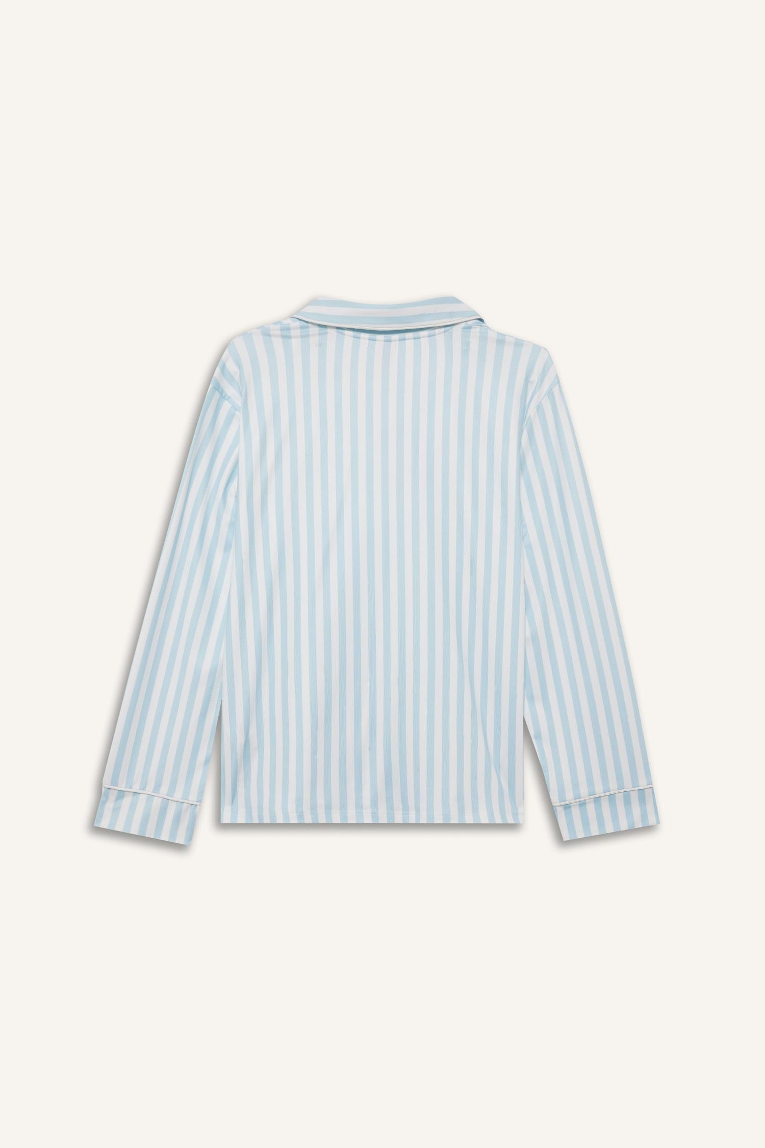 DeFacto Ultra Yumuşak Regular Fıt Pijama Yaka Uzun Kollu Softshell Üst görsel 8
