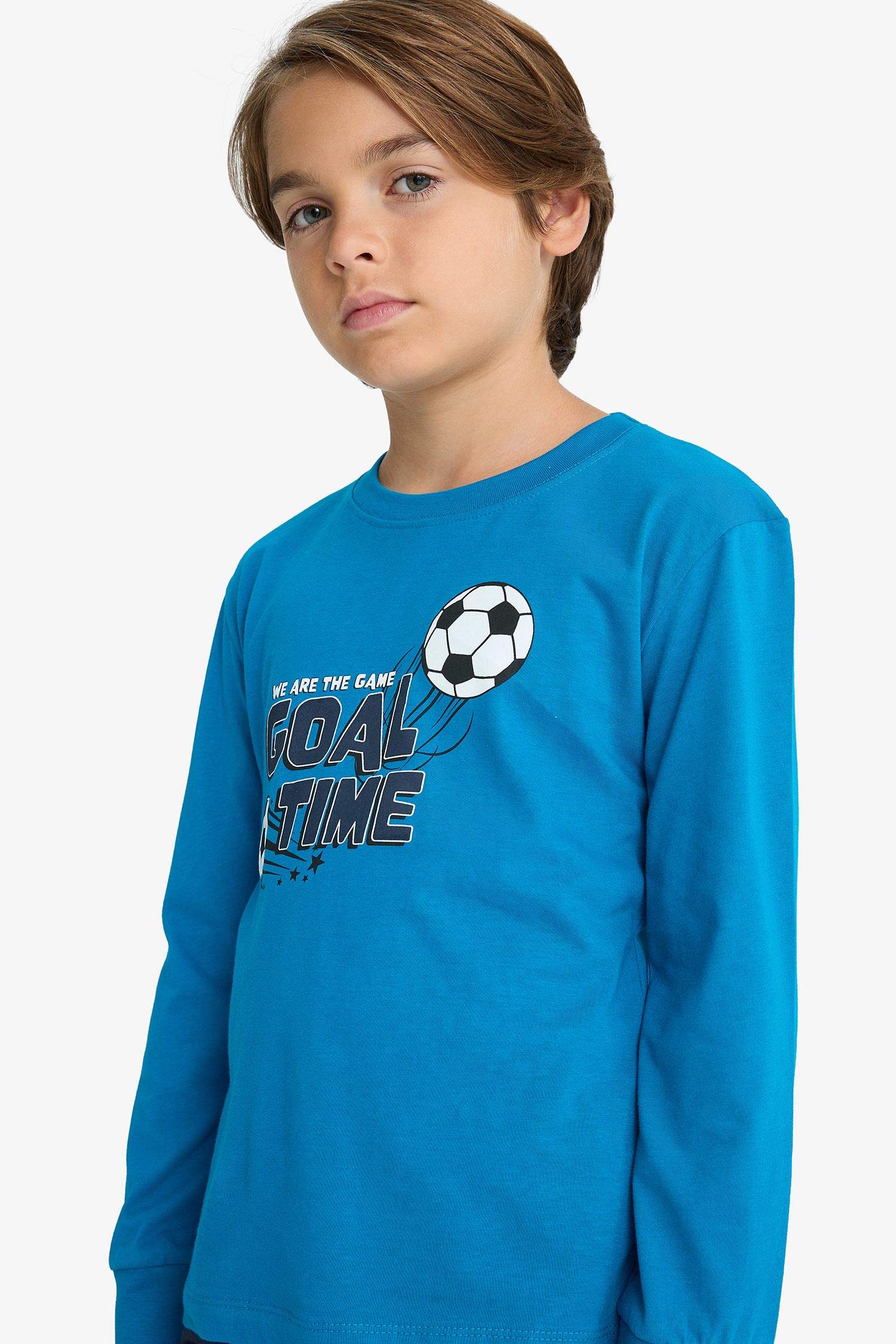 Erkek Çocuk Pijama Takımı Baskılı Uzun Kollu Üst Uzun Alt