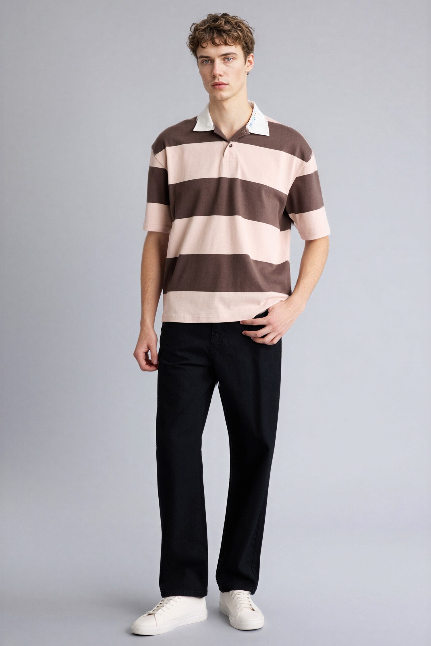 DeFacto %100 Pamuk Loose Fit Polo Tişört görsel 2