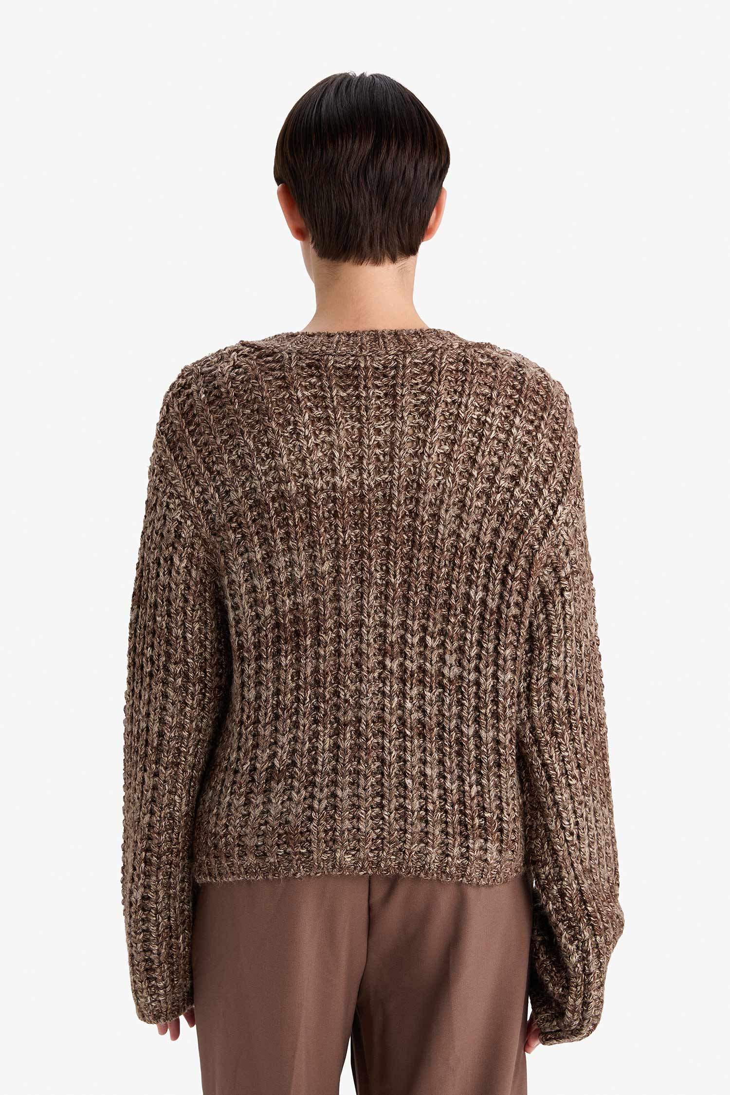 Oversize Geniş Kalıp Bisiklet Yaka Düğmeli Triko Hırka