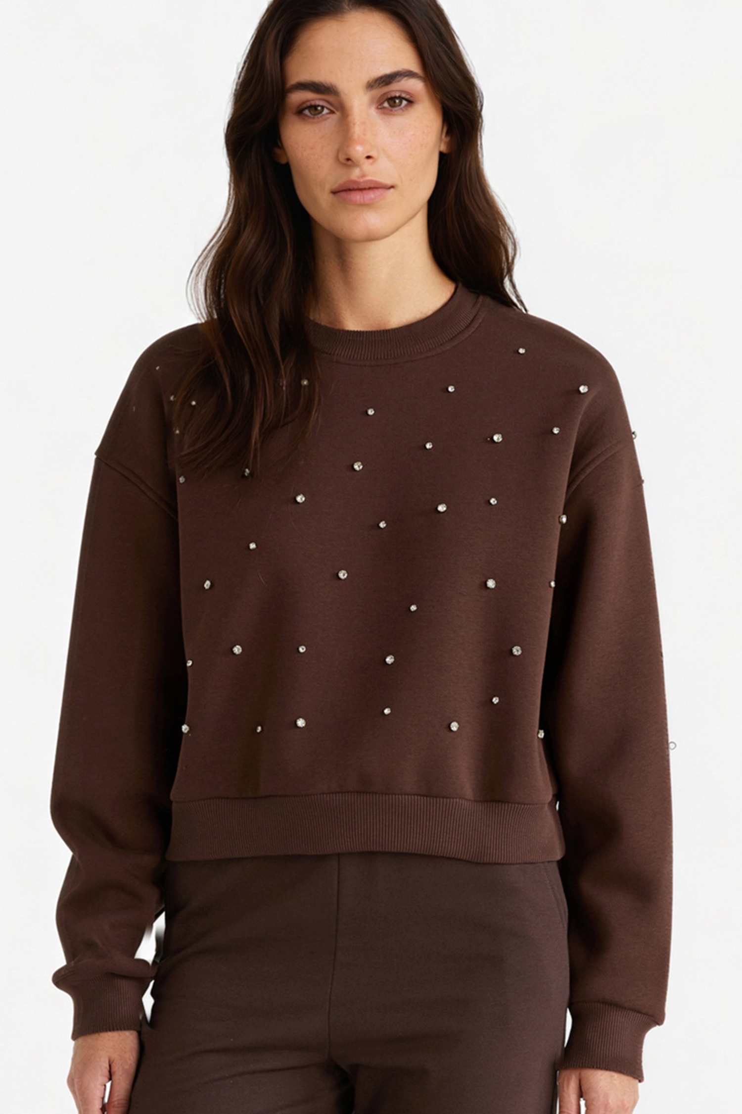 DeFacto Boxy Fit Bisiklet Yaka İşlemeli Sweatshirt