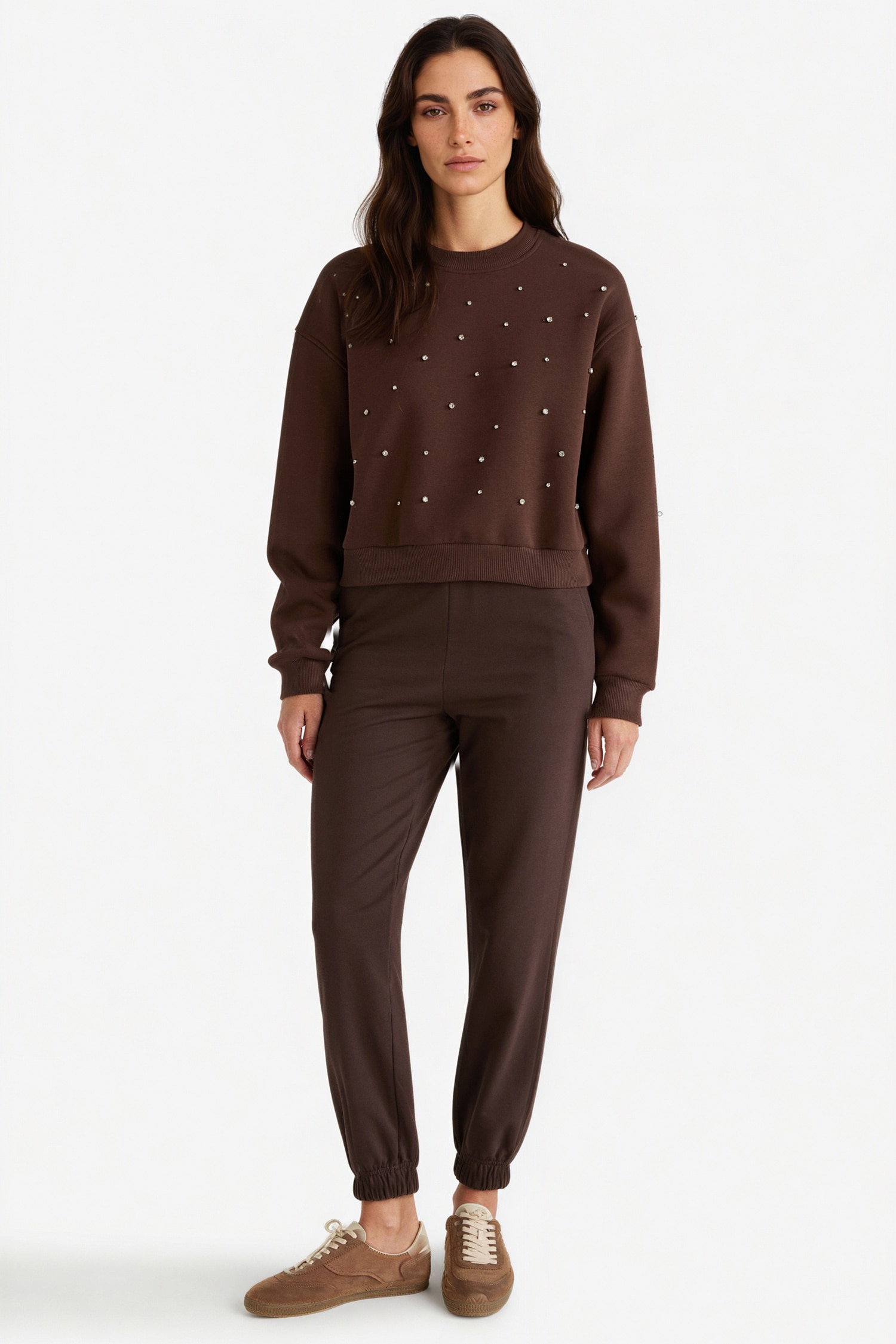 DeFacto Boxy Fit Bisiklet Yaka İşlemeli Sweatshirt görsel 2
