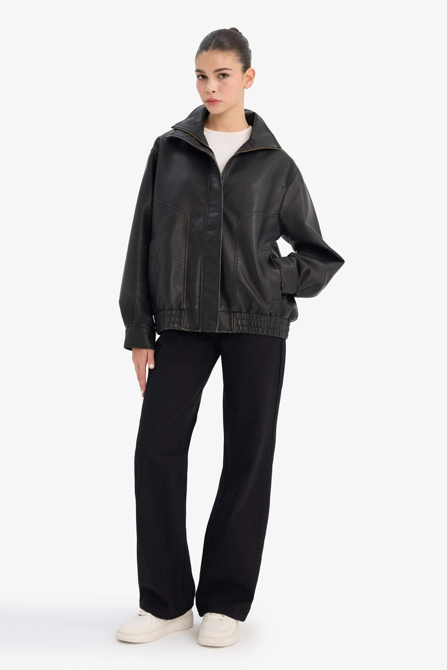 جاكيت جلد صناعي داد فيت