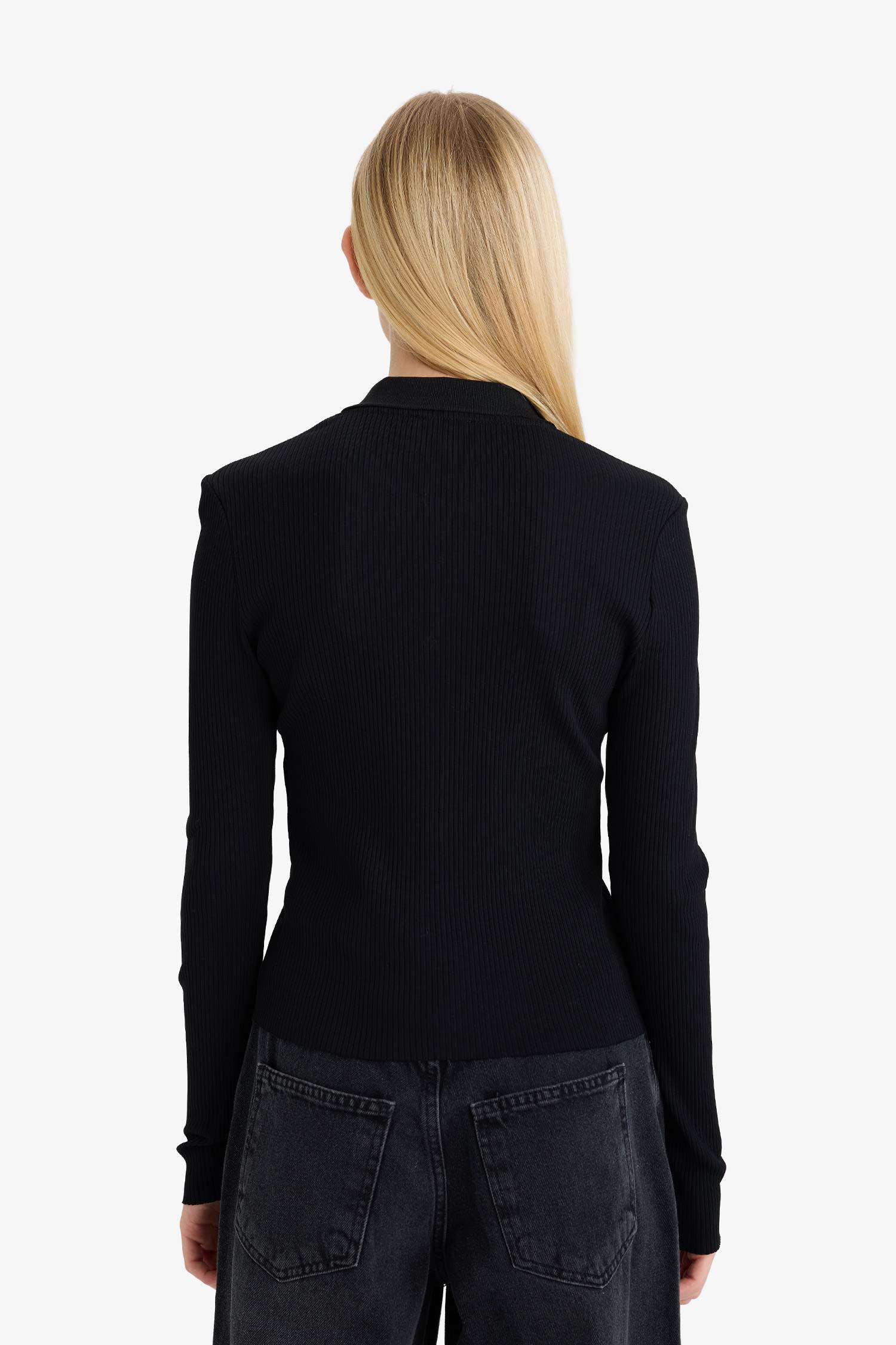 Cardigan côtelé à col polo Coupe ajustée