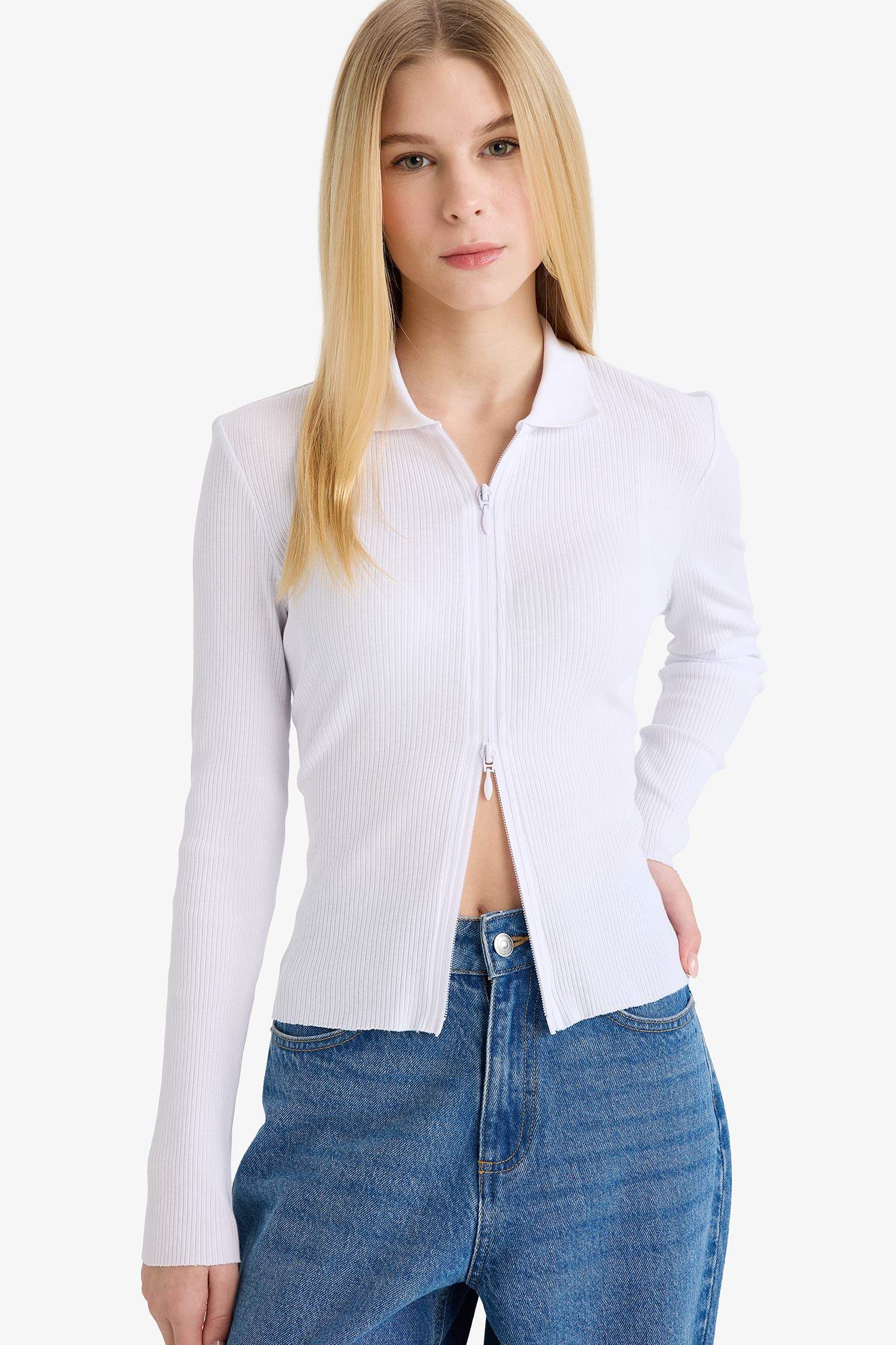 Fitted поло жағалы кашкорсе кардиган