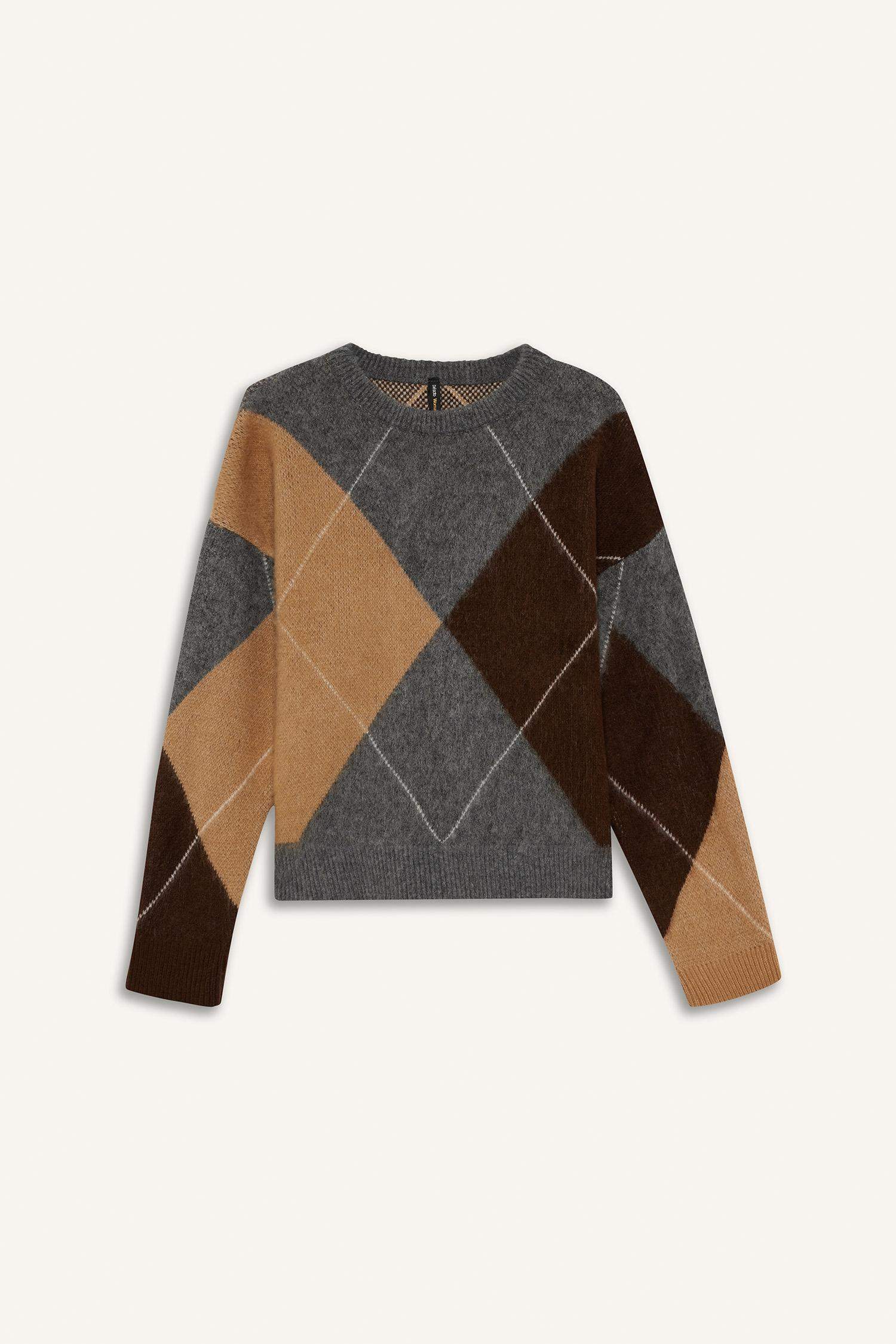 بلوز تريكو قصة مريحة بياقة مستديرة