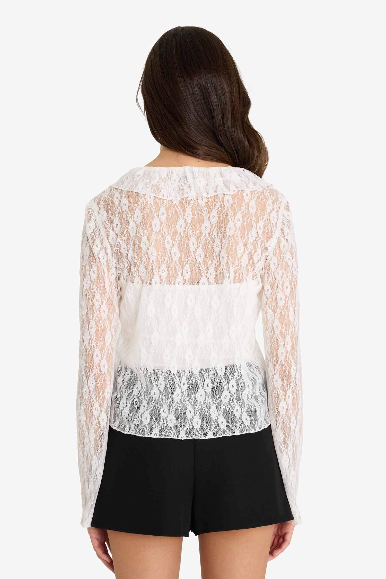 Fitted ұзын жеңді шілтерлі блузка