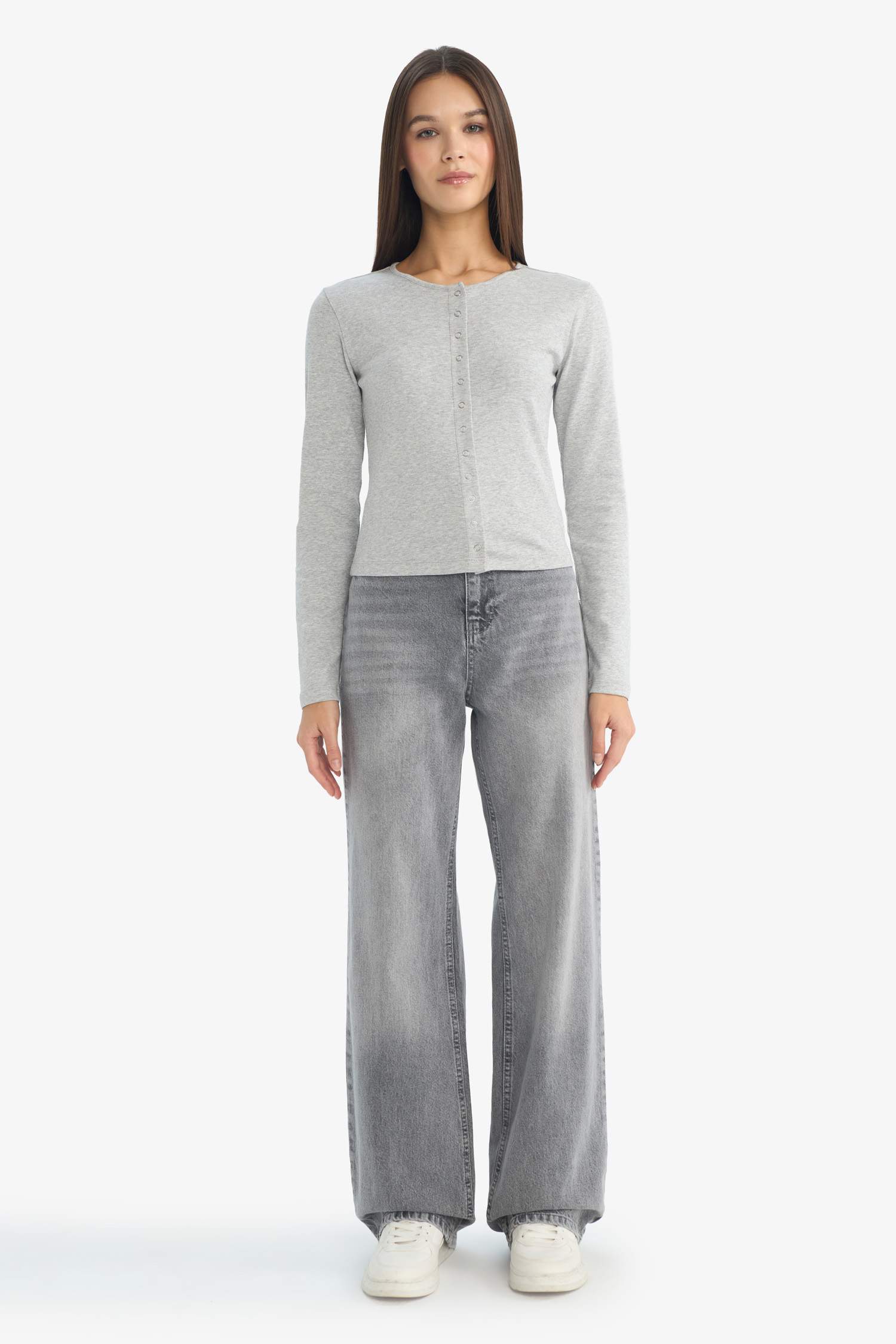 Лонгслив в рубчик Fitted с круглым вырезом