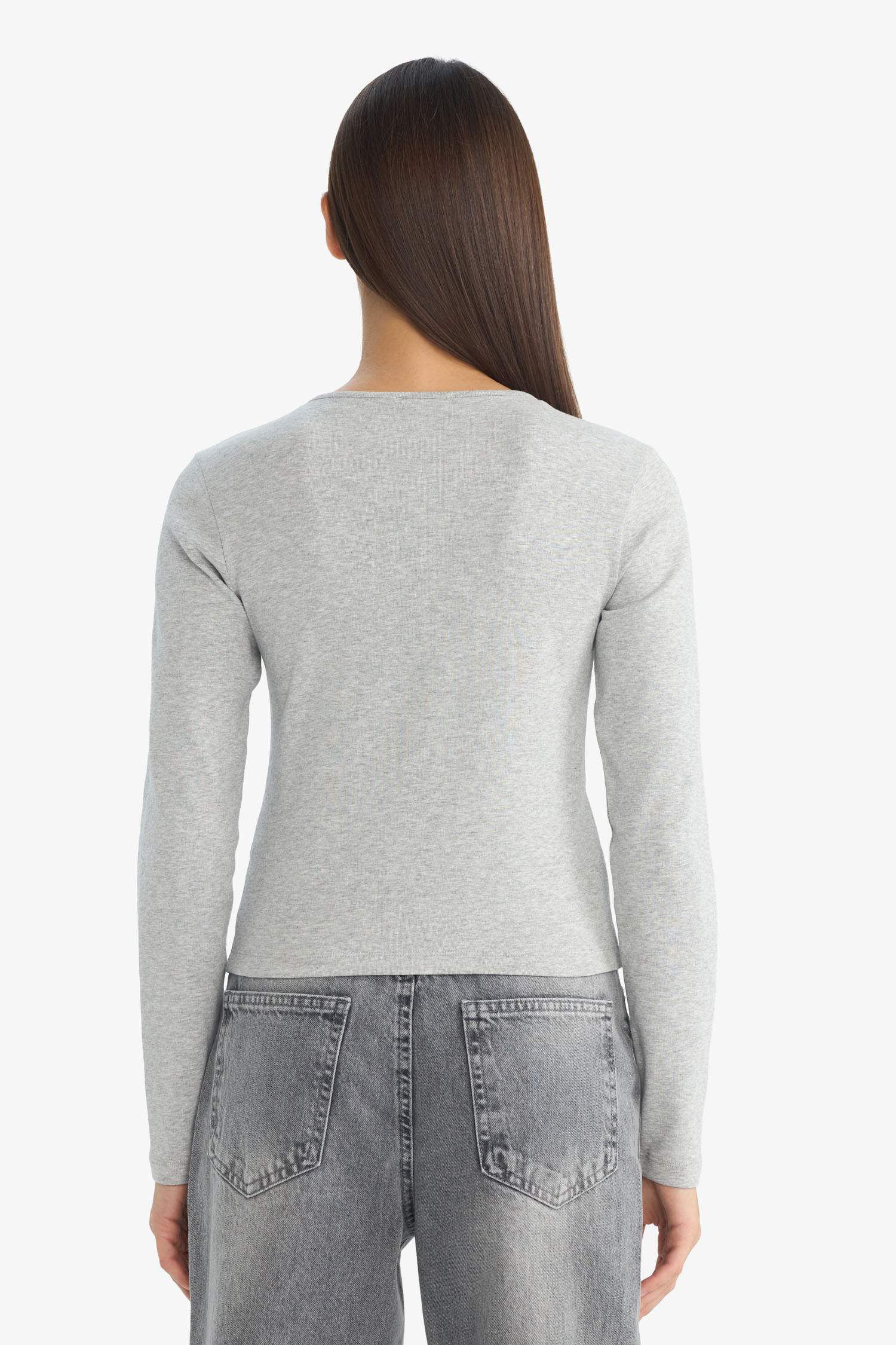 Лонгслив в рубчик Fitted с круглым вырезом