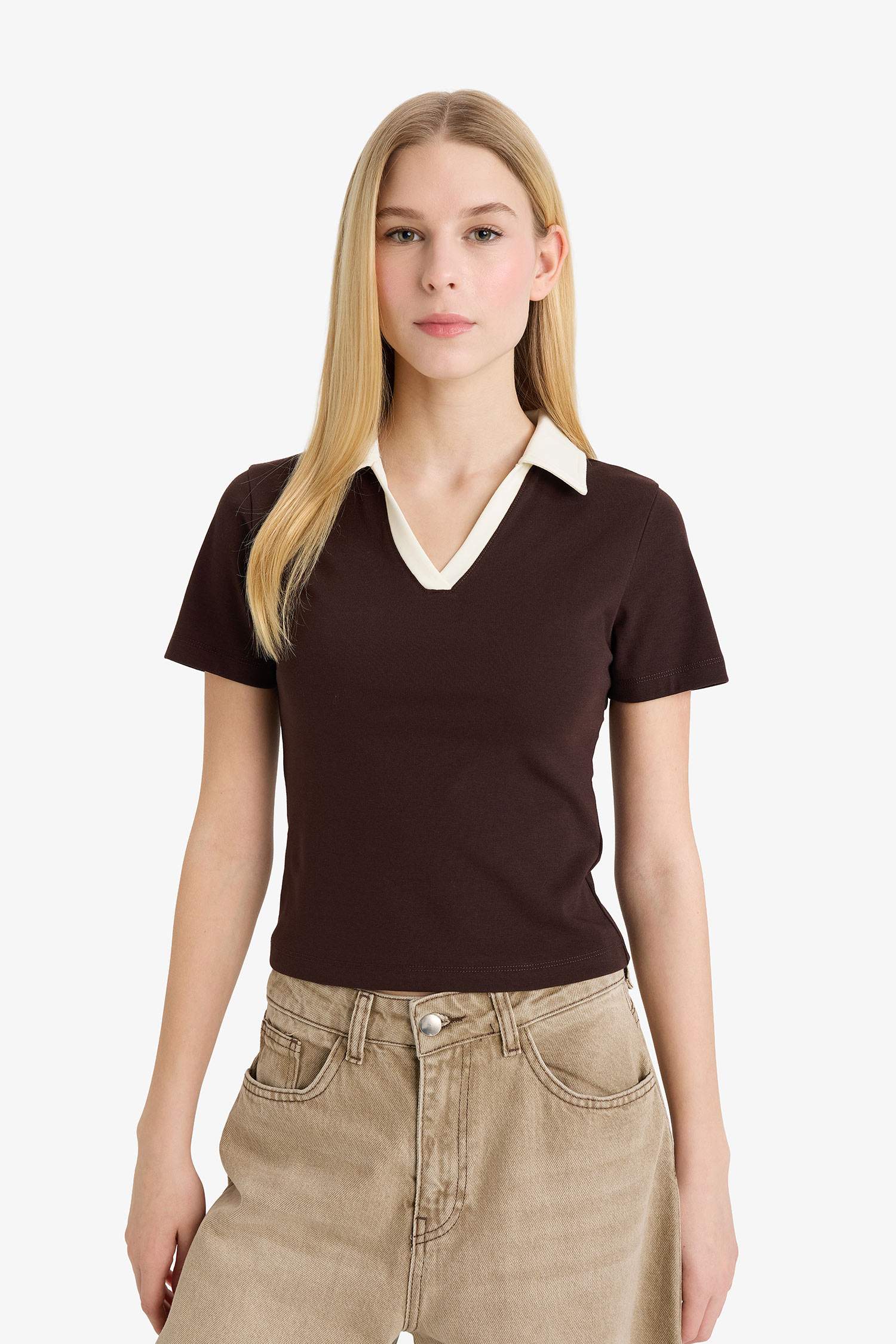 Футболка в рубчик Fitted с коротким рукавом