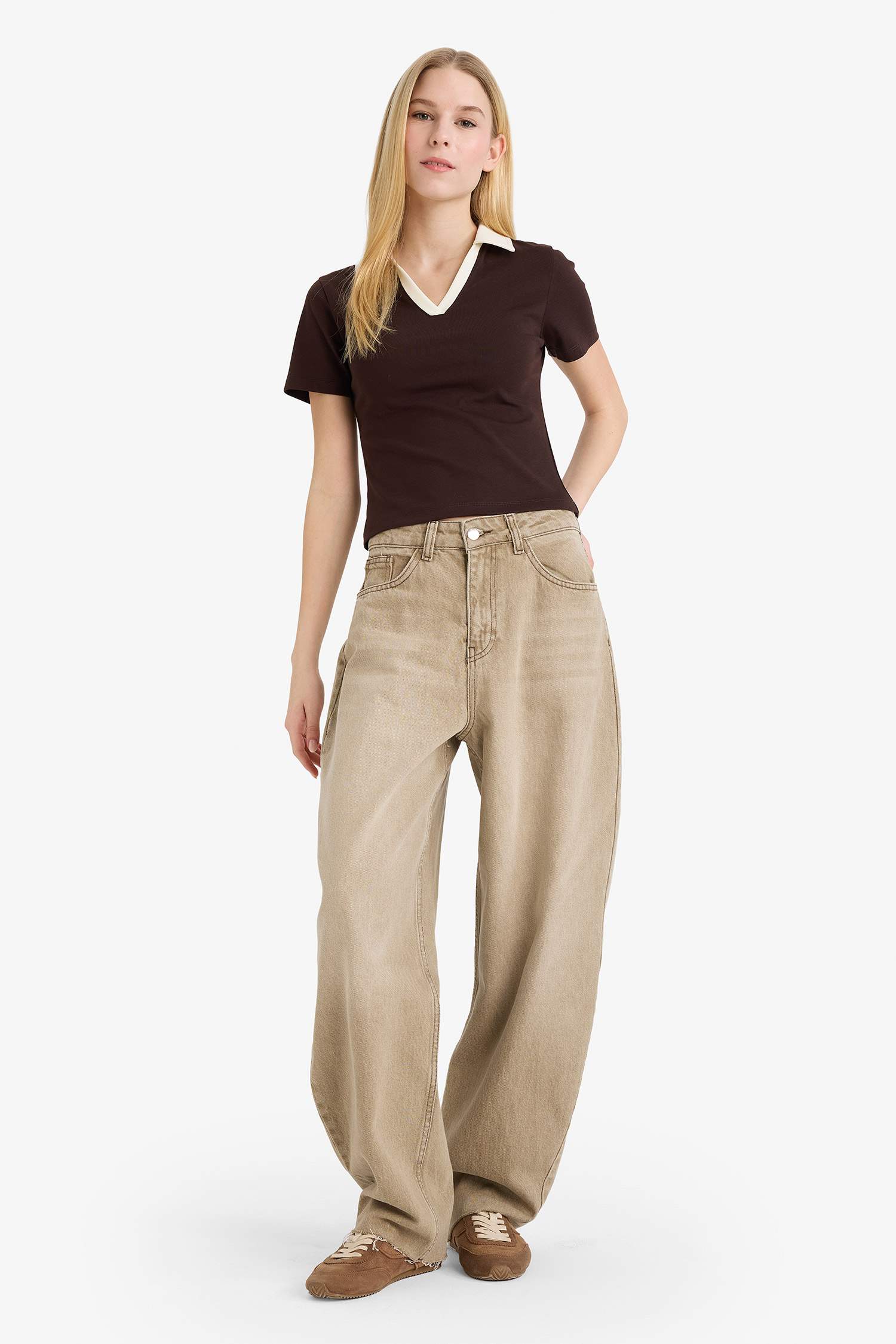 Футболка в рубчик Fitted с коротким рукавом