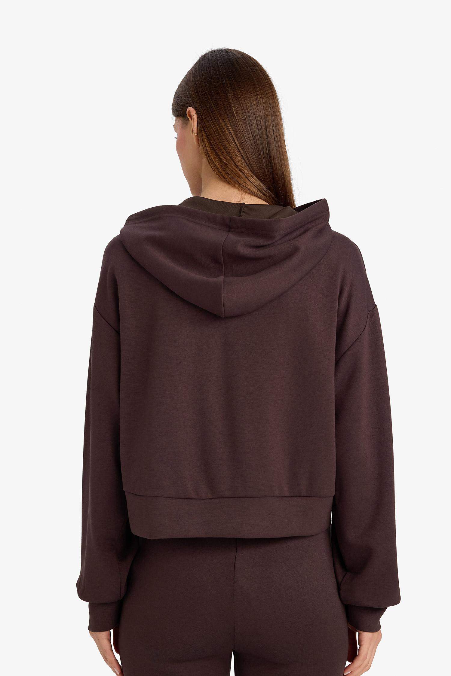 Loose Fıt Kapüşonlu Modal Hırka