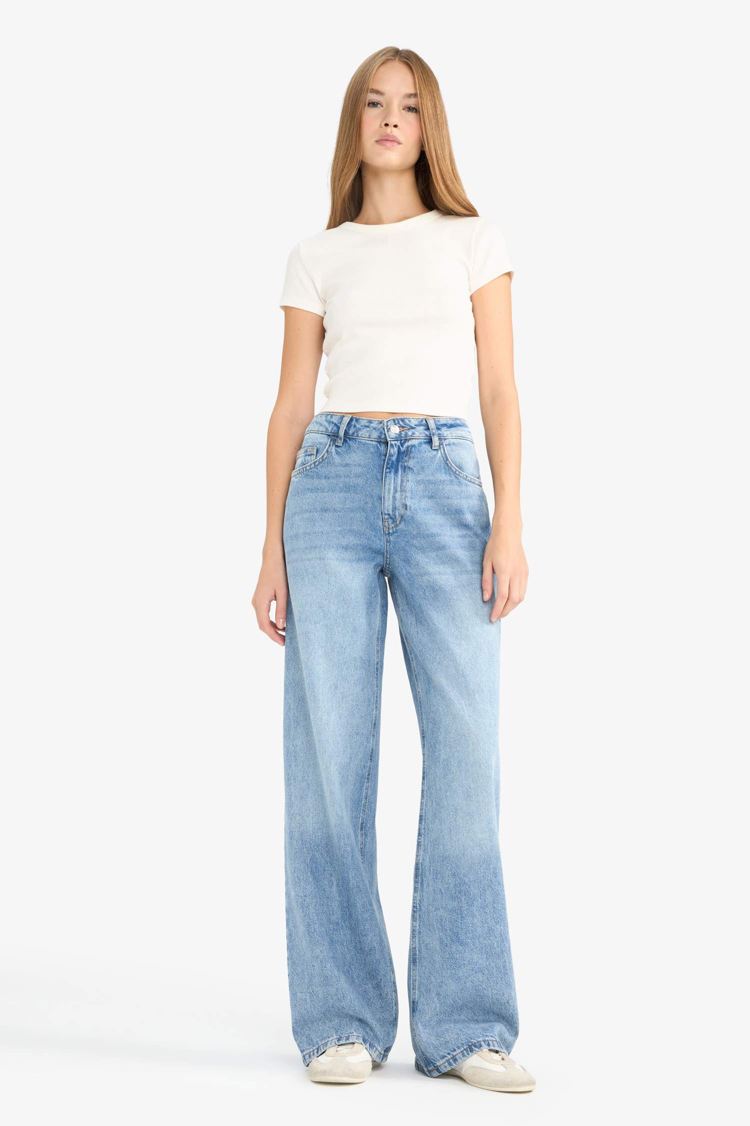 Low Waist Long Washed Jeans