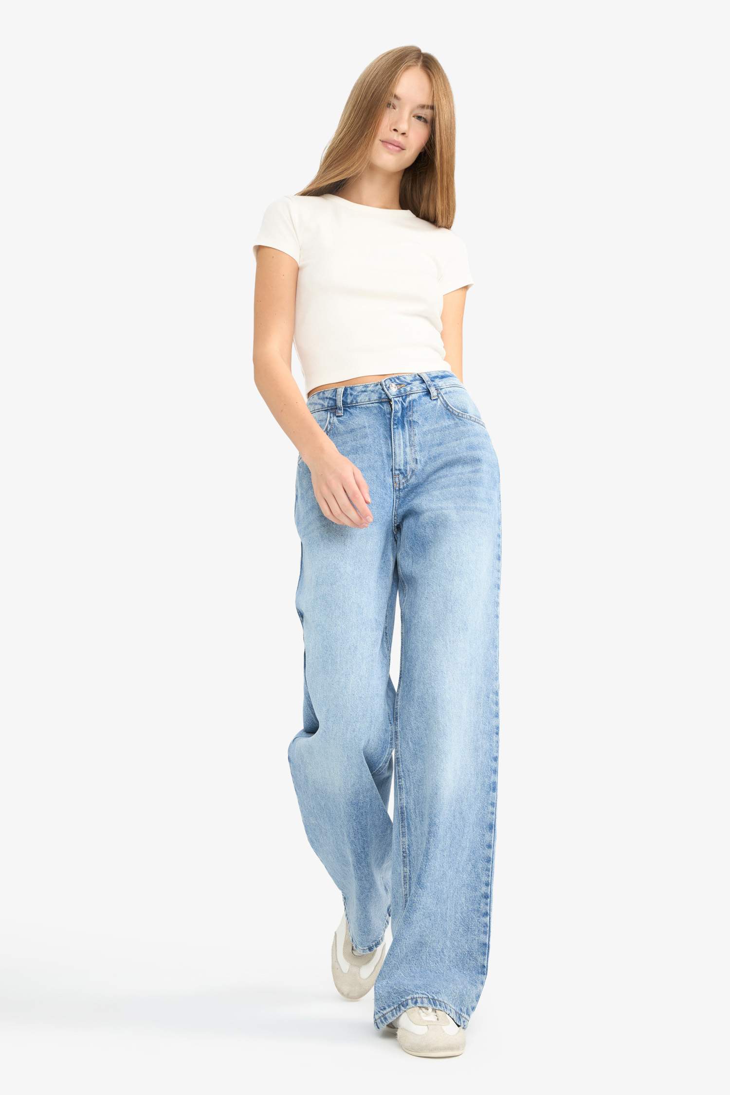 Low Waist Long Washed Jeans