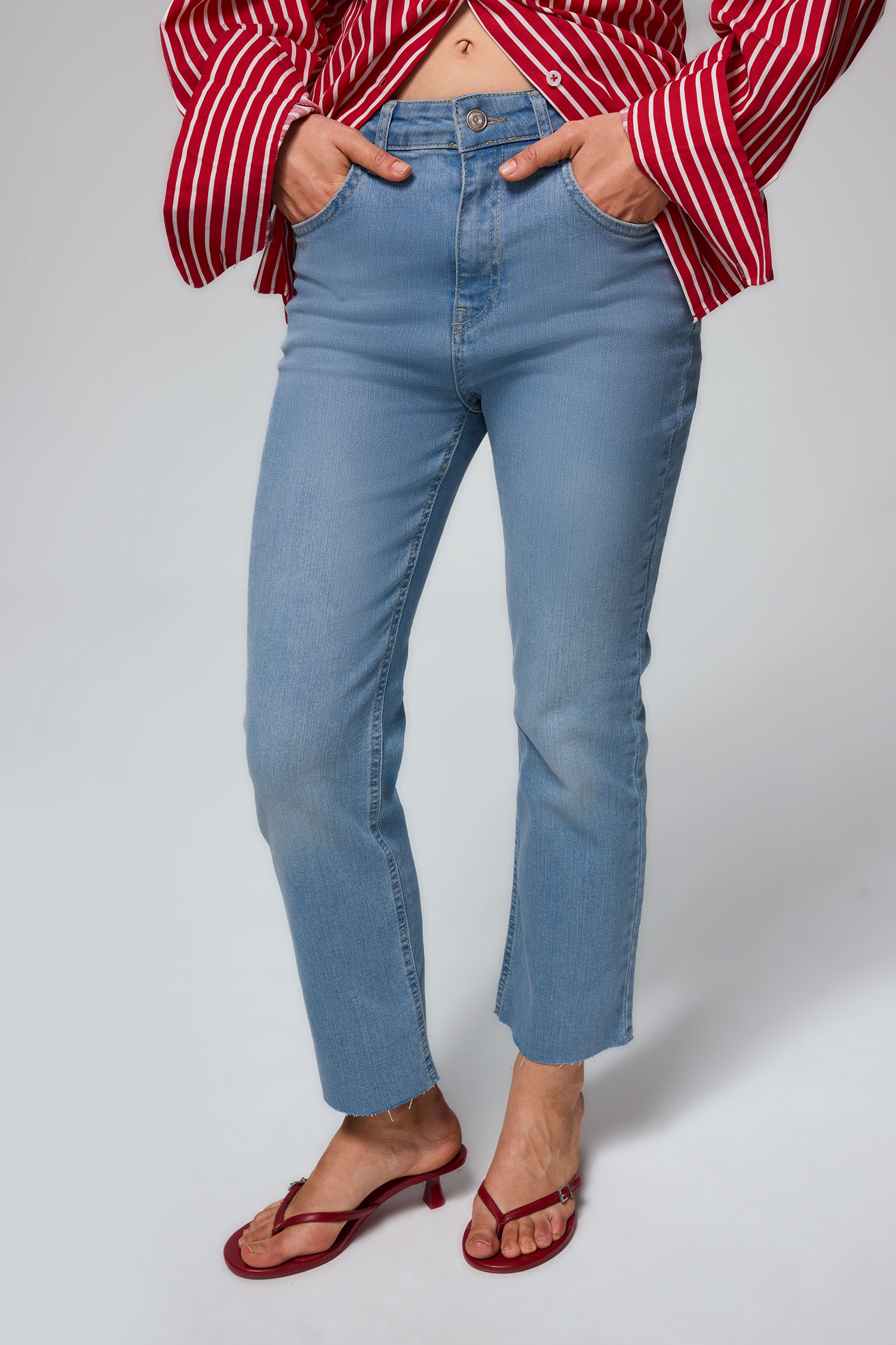 DeFacto Yüksek Bel Bilek Boyu Crop Kesim Jean Pantolon görsel 3