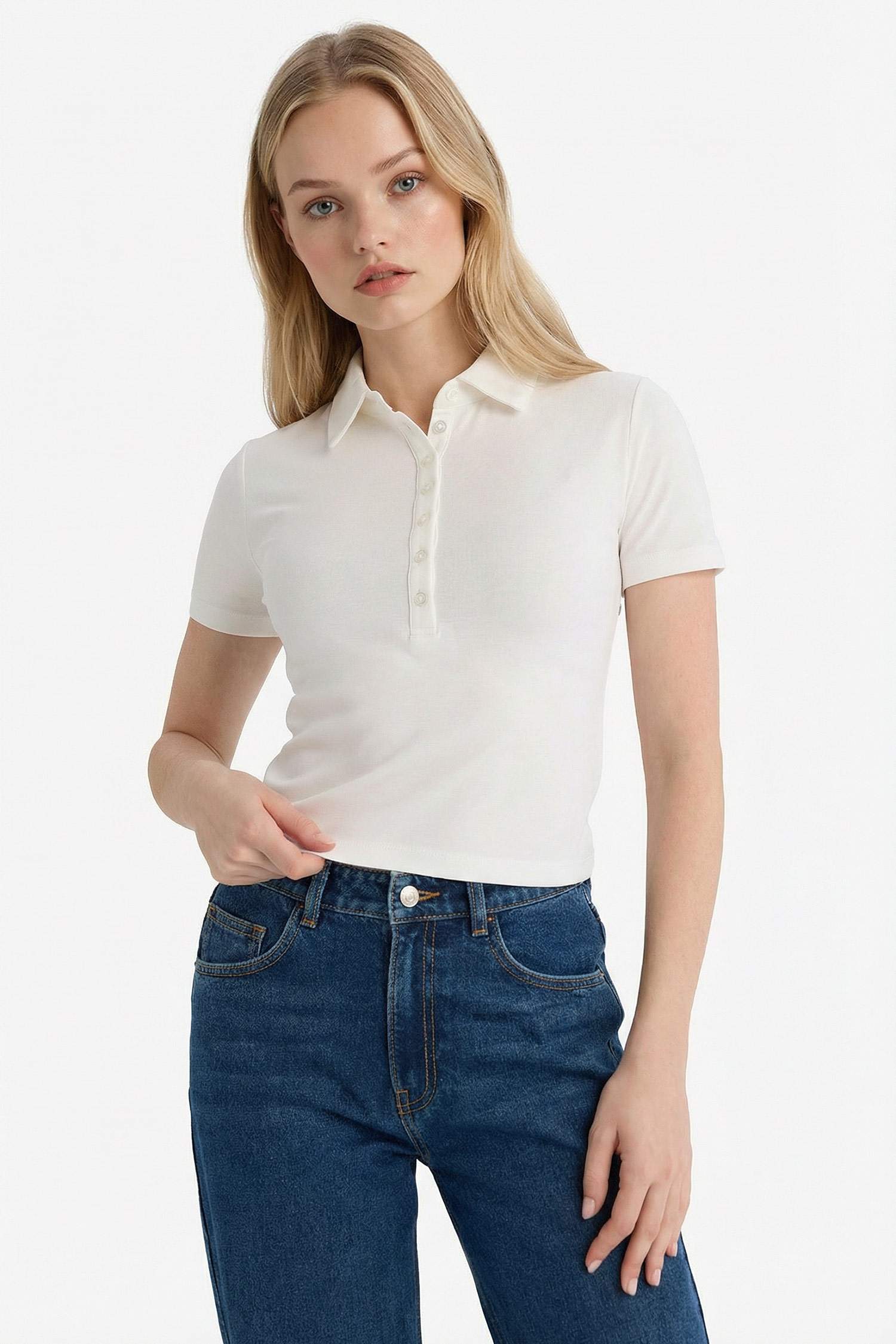 Fitted қысқа жеңді рибана футболка