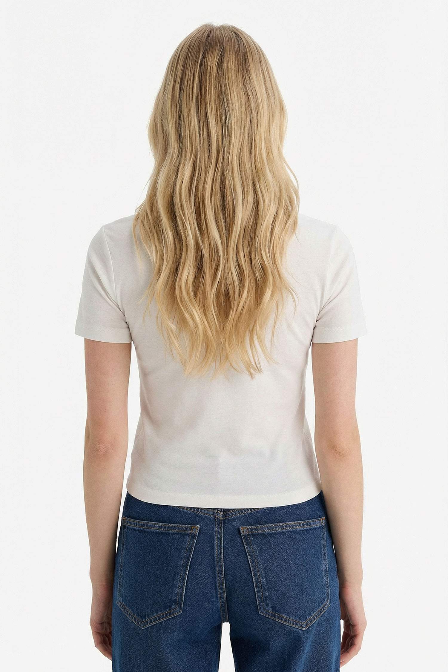 Fitted қысқа жеңді рибана футболка