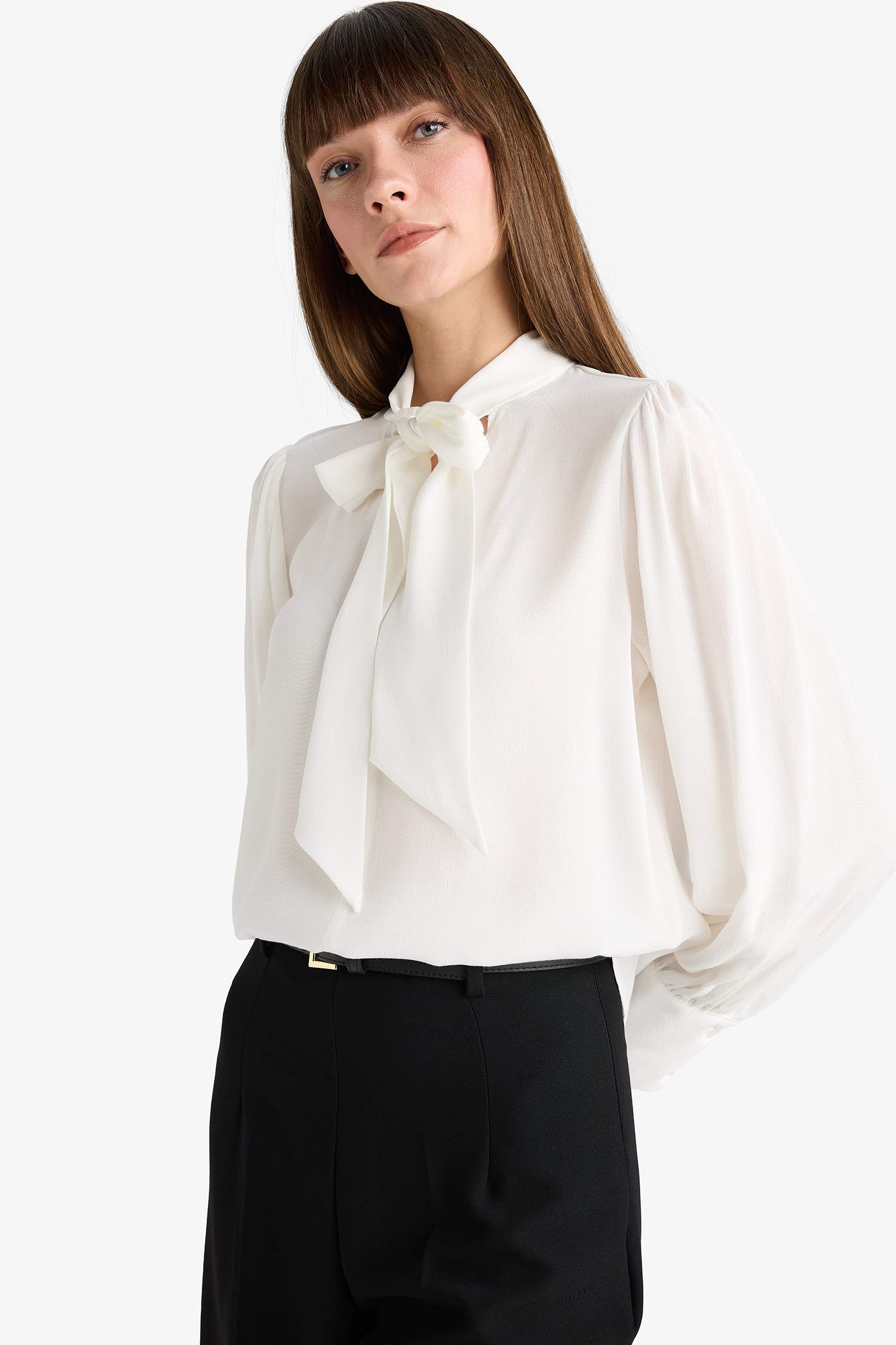 قميص ردن طويل منسوج قصة عادية