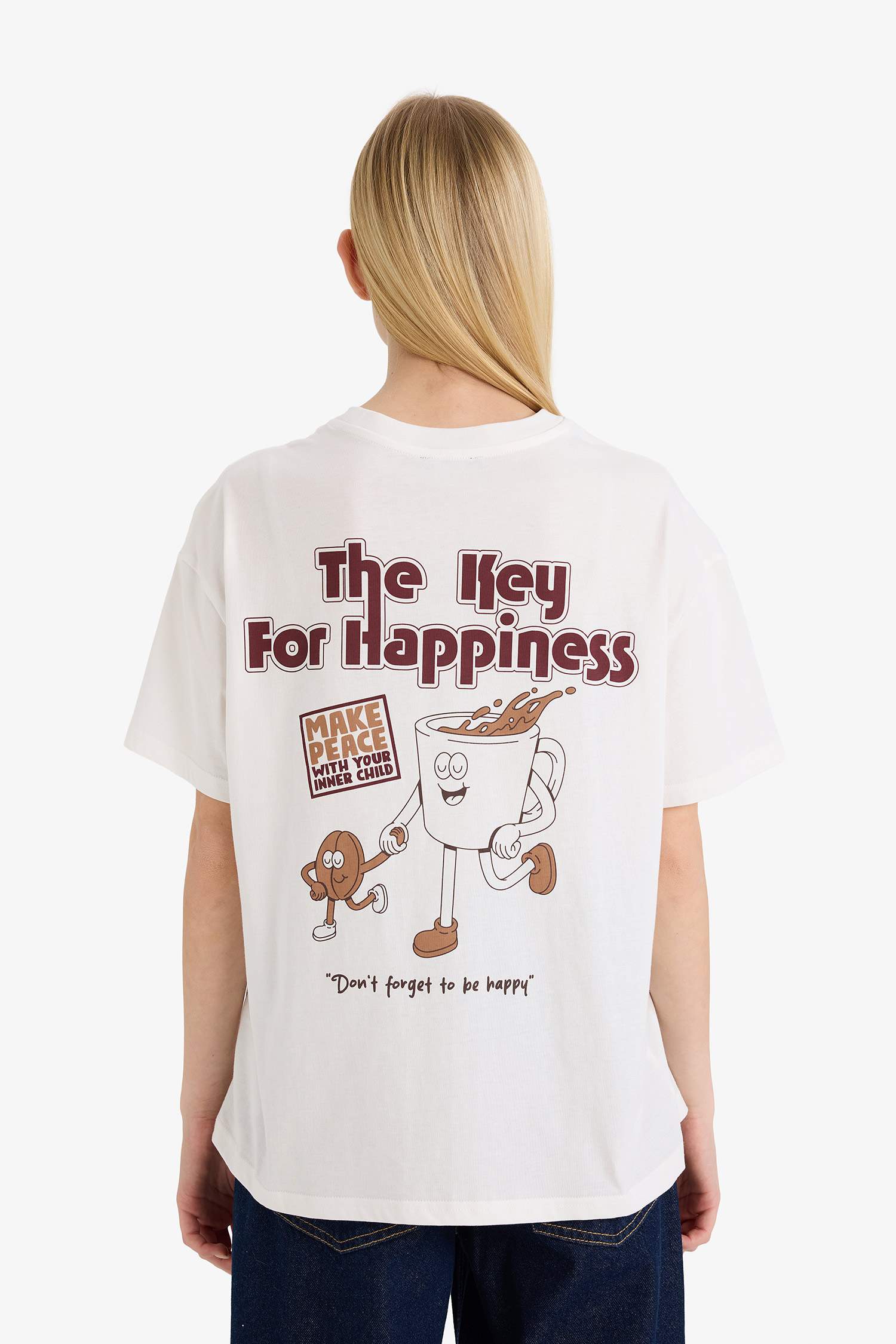 Oversize кең пішімді суретті қысқа жеңді футболка