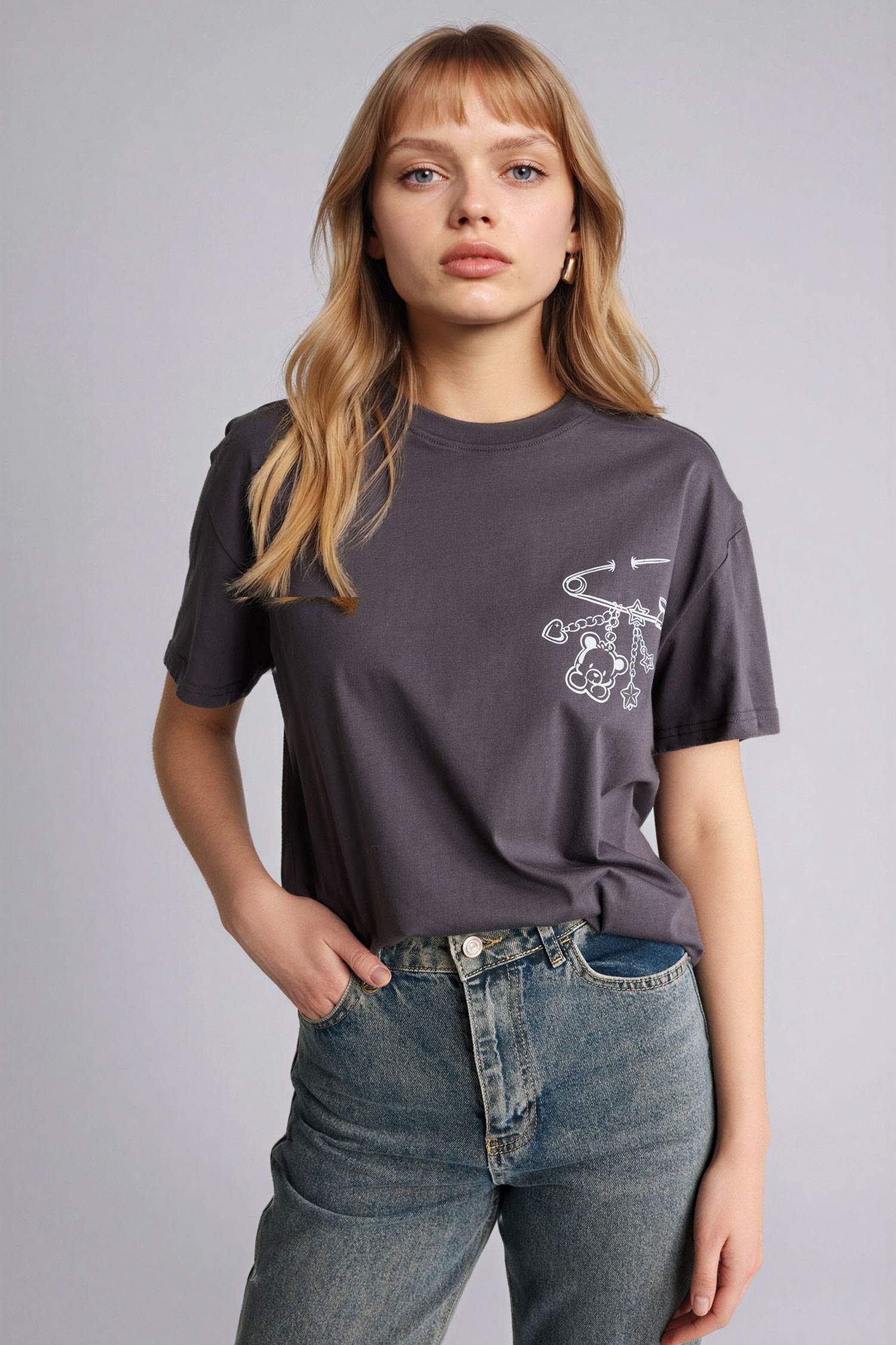 تيشيرت نص كم اوفر سايز مطبوع