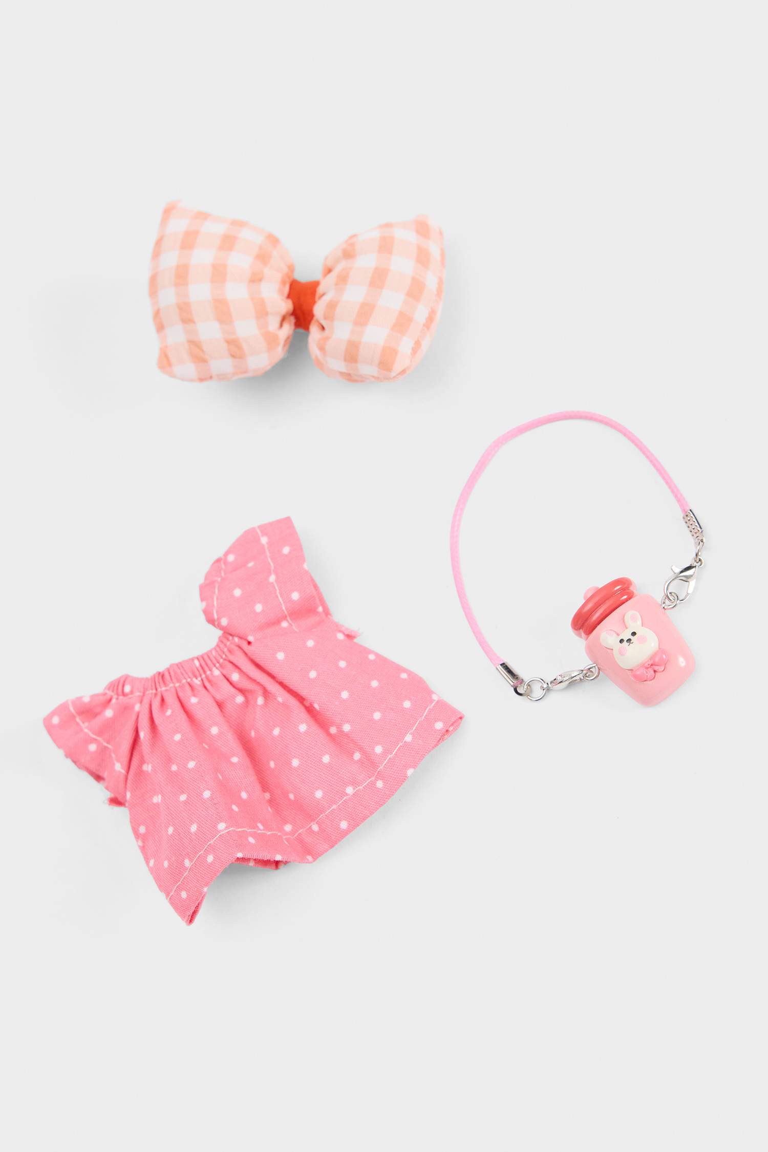 Kadın Pembe-Fiyonk Detaylı Giydirilebilir Anahtarlık Kostümü