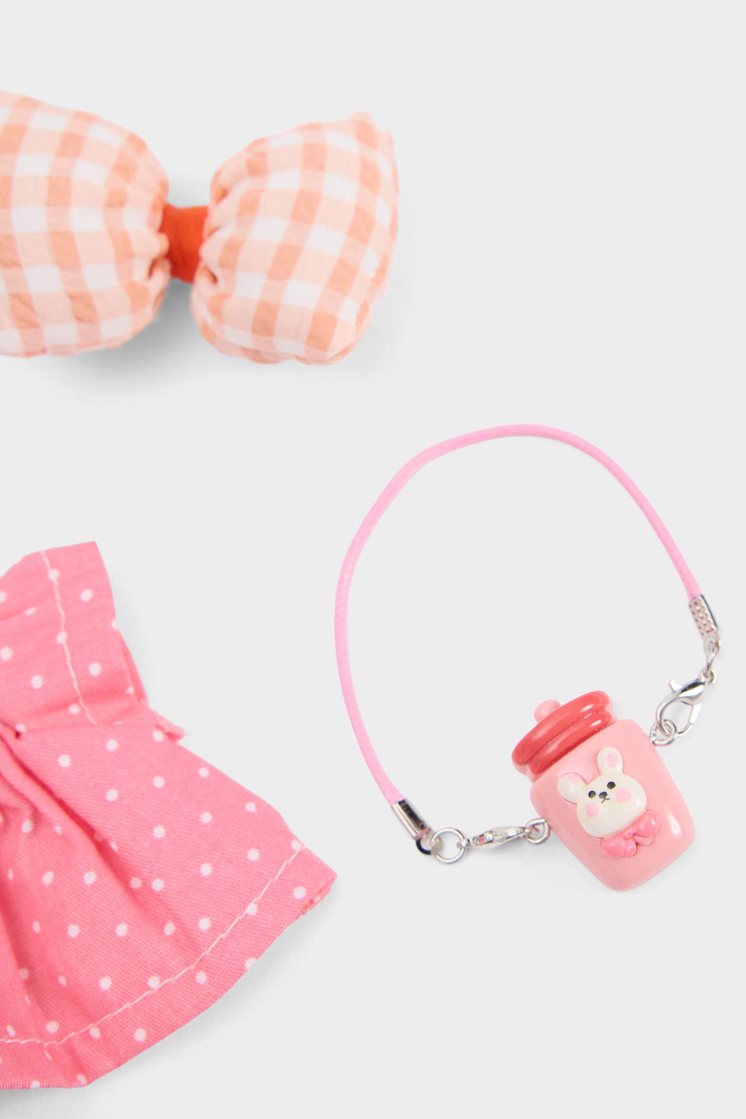 Kadın Pembe-Fiyonk Detaylı Giydirilebilir Anahtarlık Kostümü