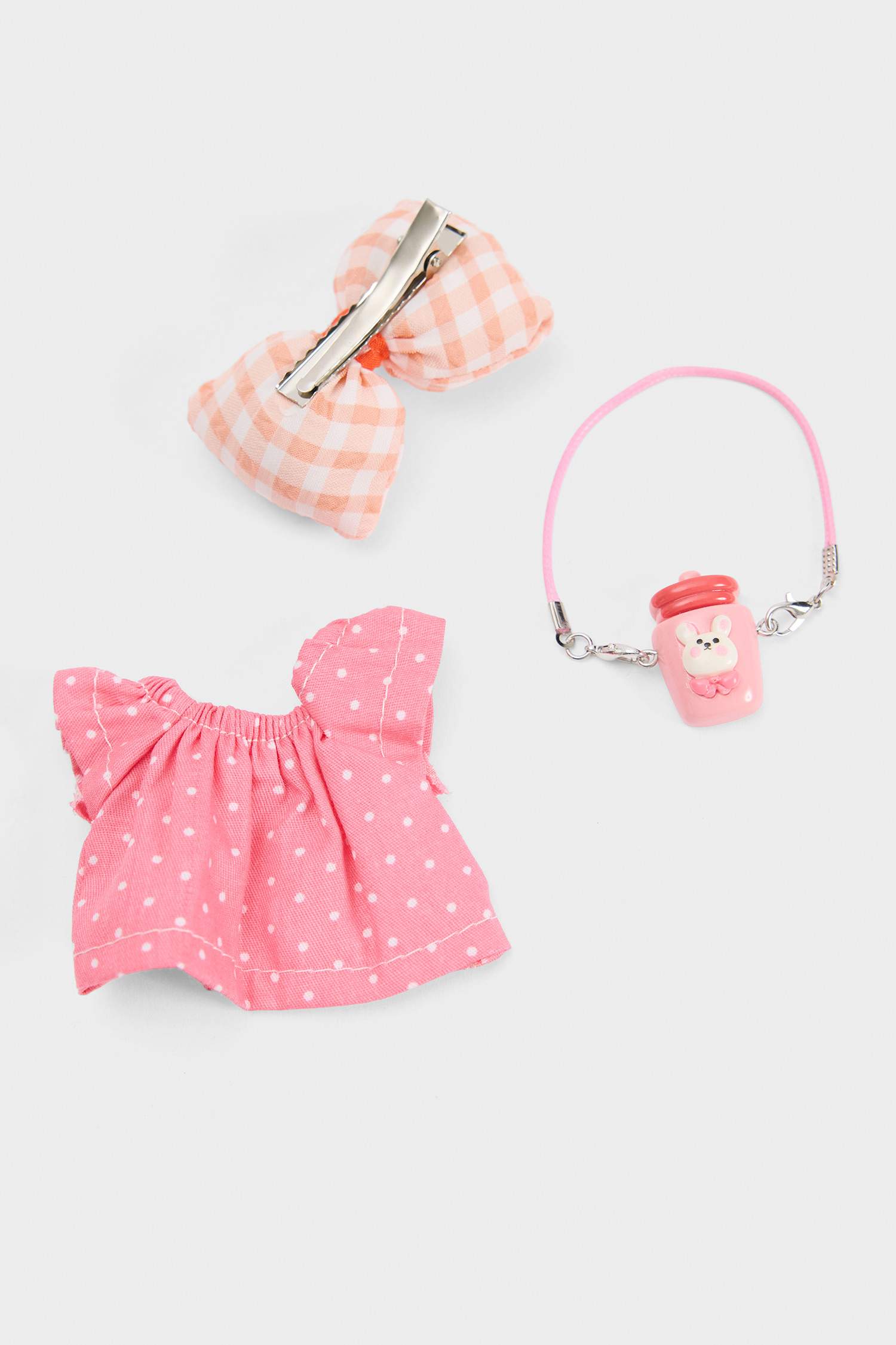 Kadın Pembe-Fiyonk Detaylı Giydirilebilir Anahtarlık Kostümü